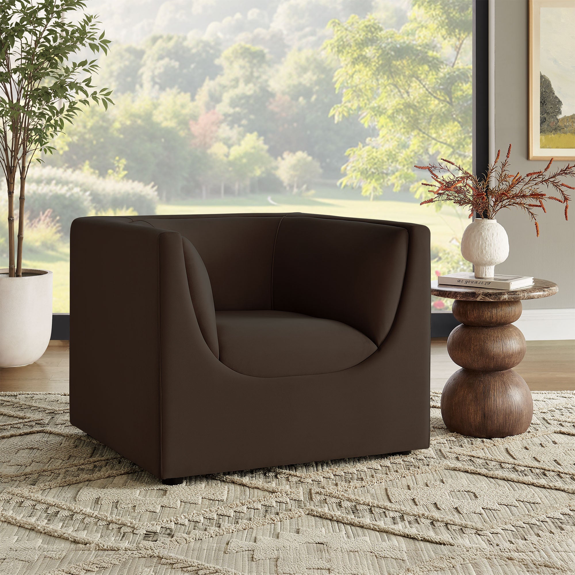 Hilda Curved Back Performance Velvet Armchair view 2