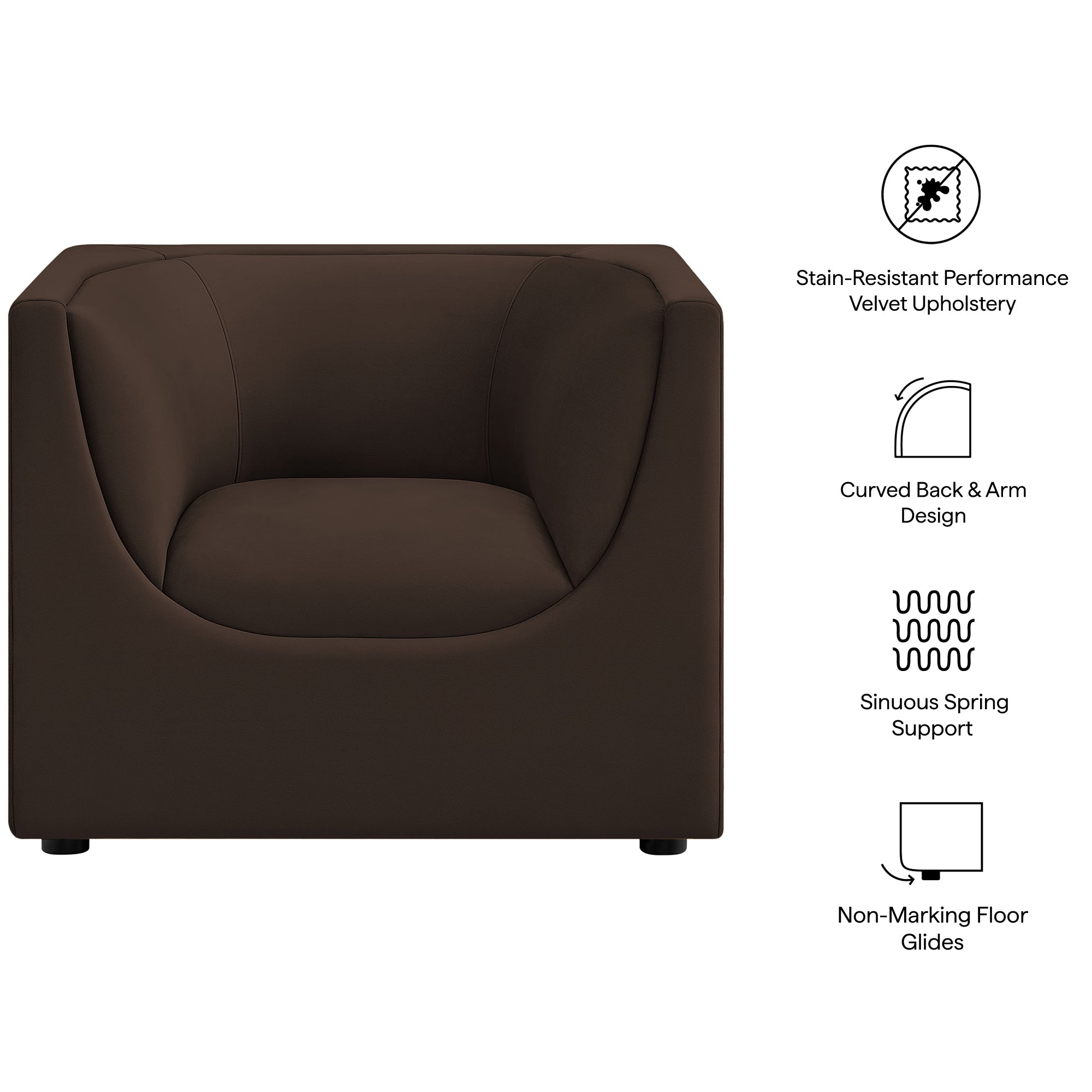 Hilda Curved Back Performance Velvet Armchair view 3