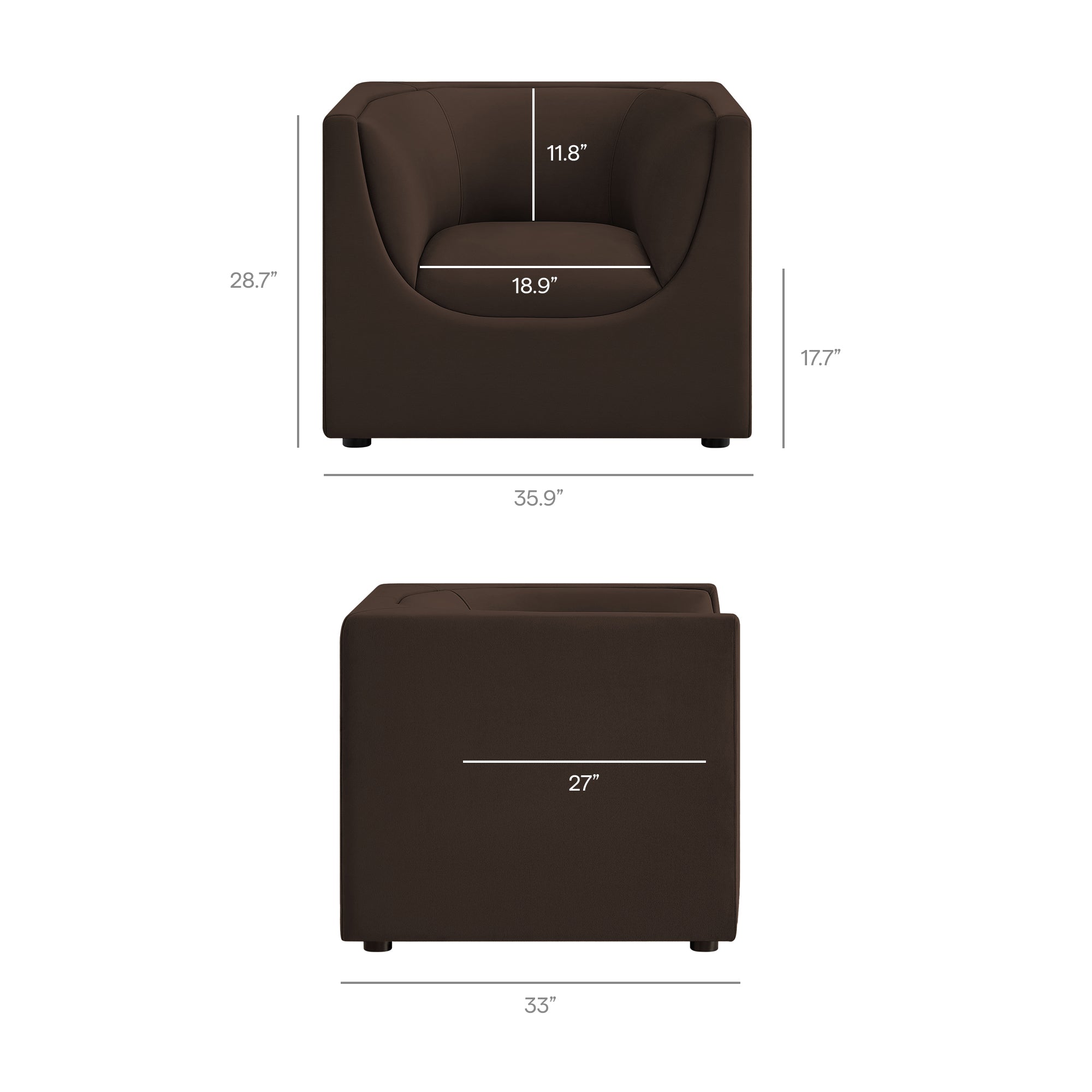 Hilda Curved Back Performance Velvet Armchair view 4