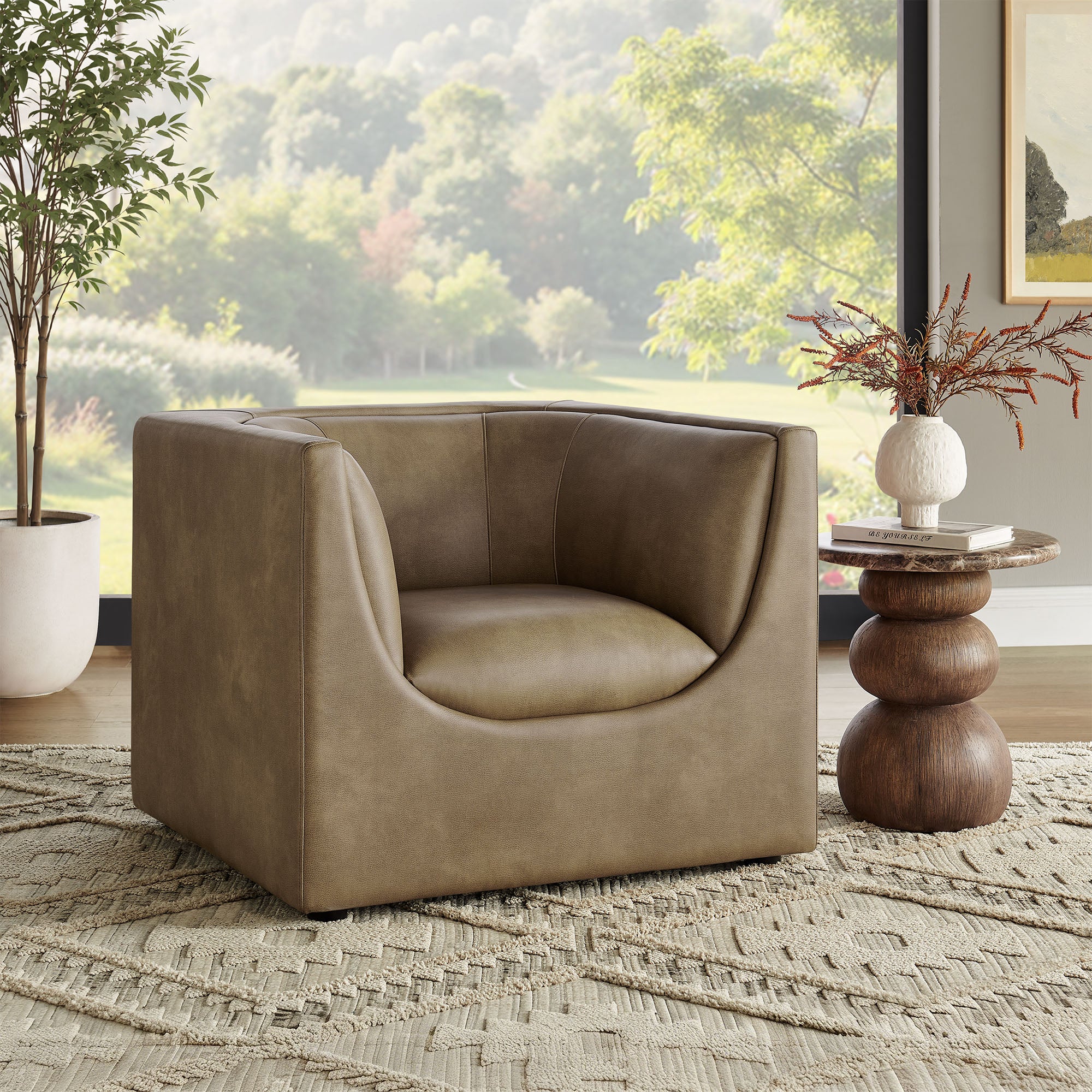 Hilda Curved Back Vegan Leather Armchair view 2