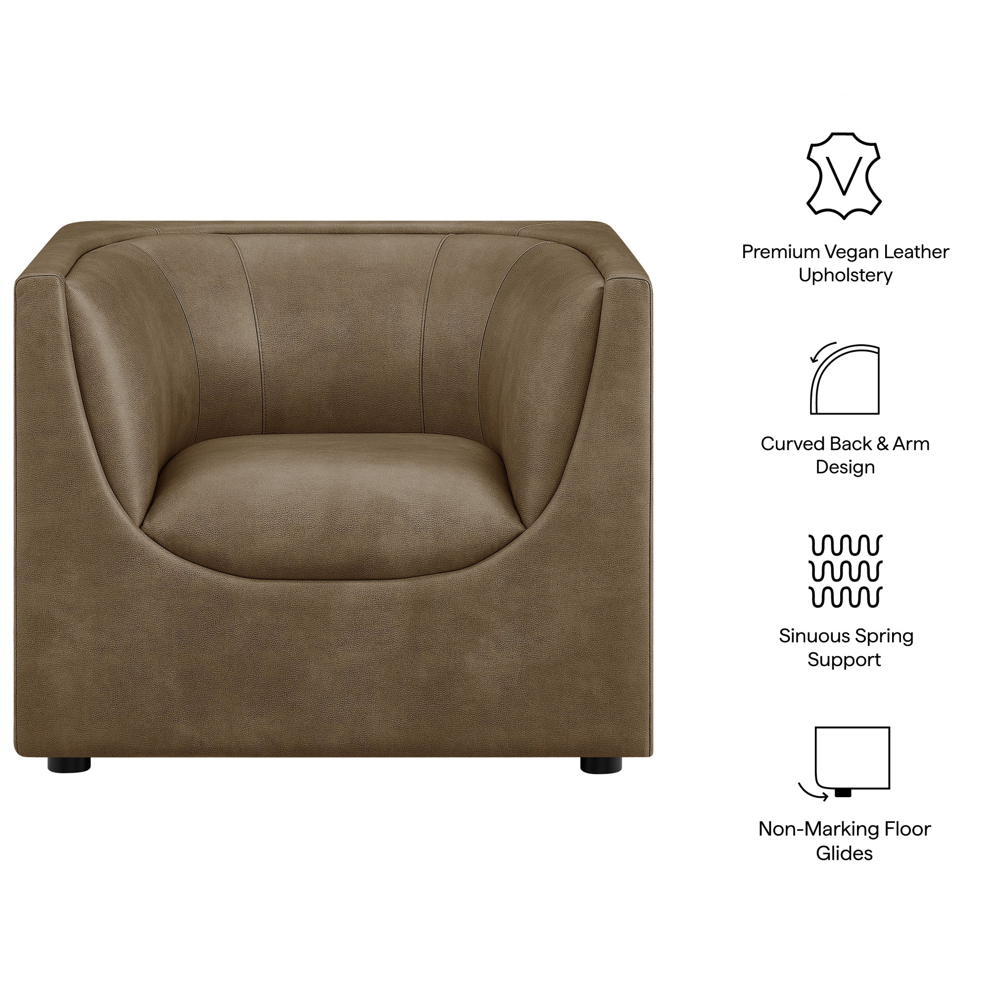 Hilda Curved Back Vegan Leather Armchair view 3