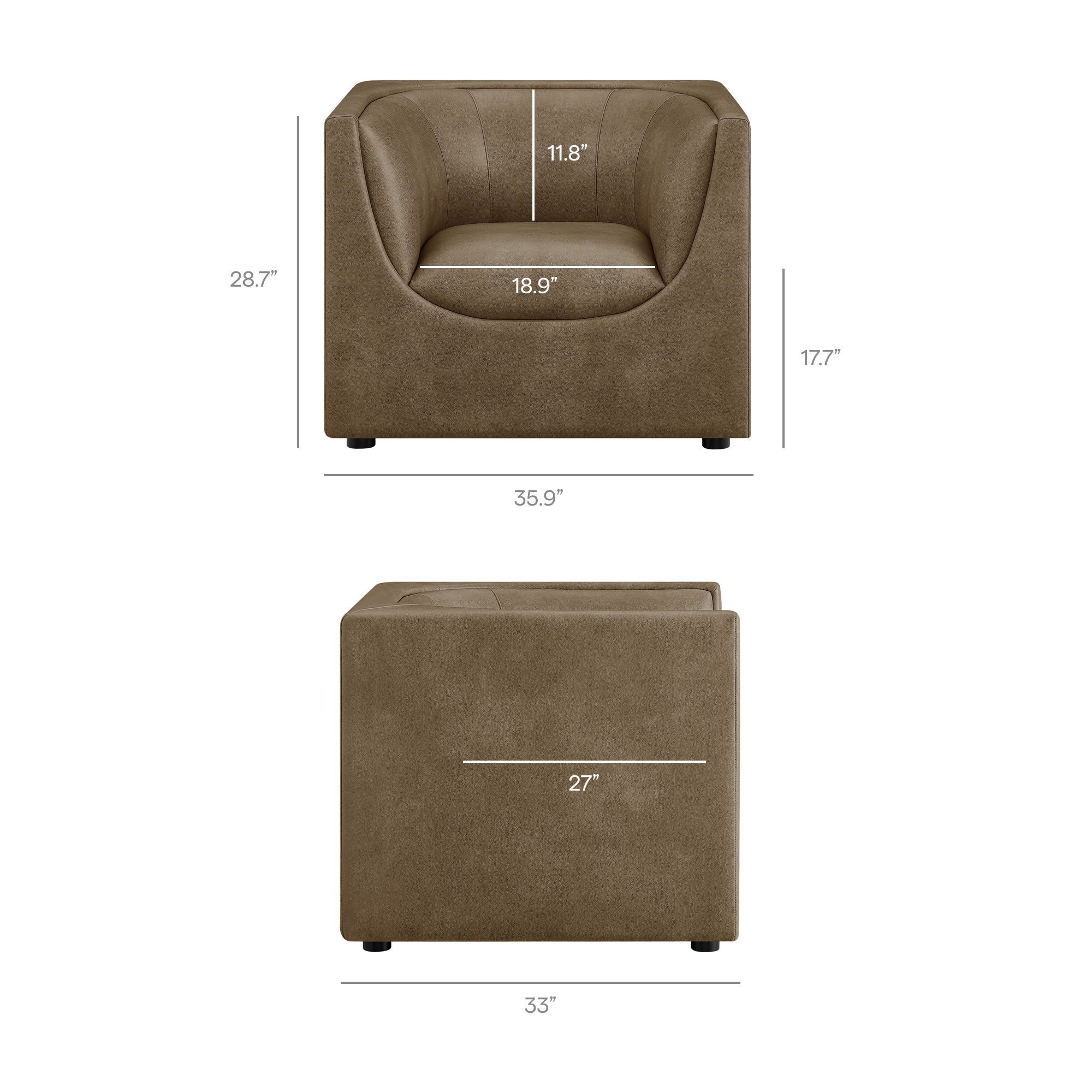 Hilda Curved Back Vegan Leather Armchair view 4