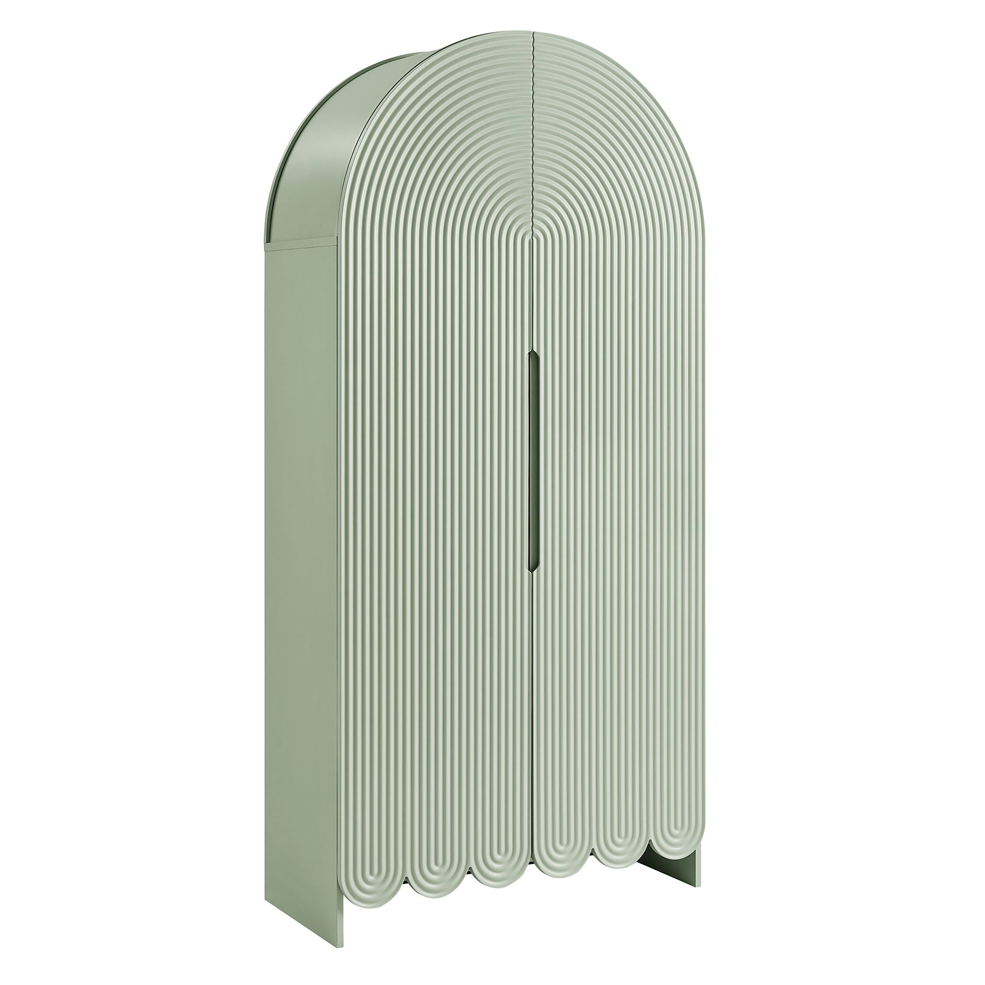 Dahlia 78 Inch Fluted and Scalloped Arched Storage Cabinet view 1