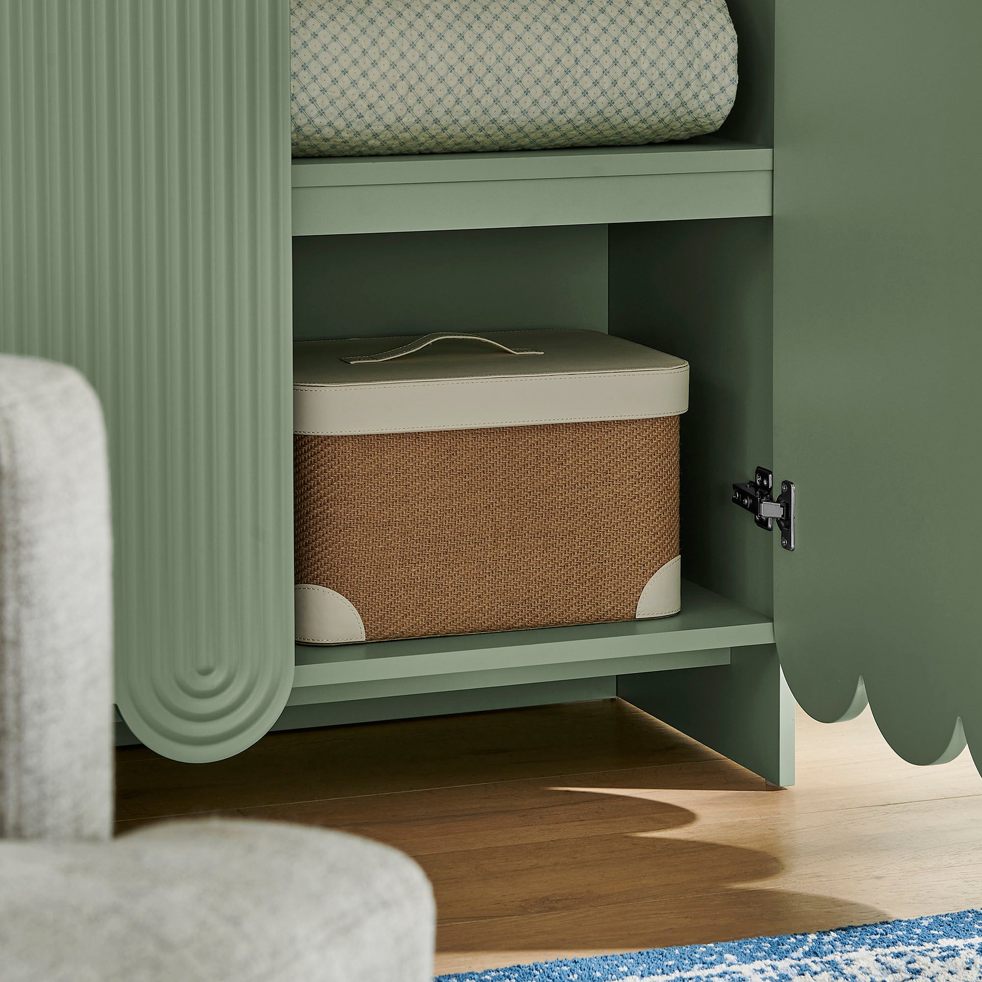 Dahlia 78 Inch Fluted and Scalloped Arched Storage Cabinet view 6