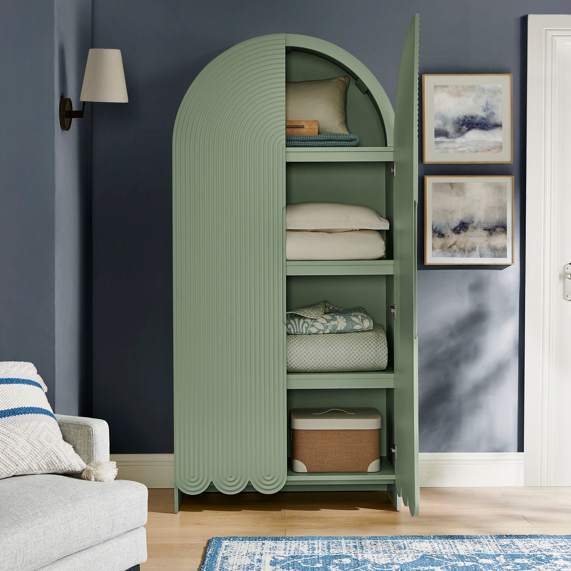 Dahlia 78 Inch Fluted and Scalloped Arched Storage Cabinet view 5