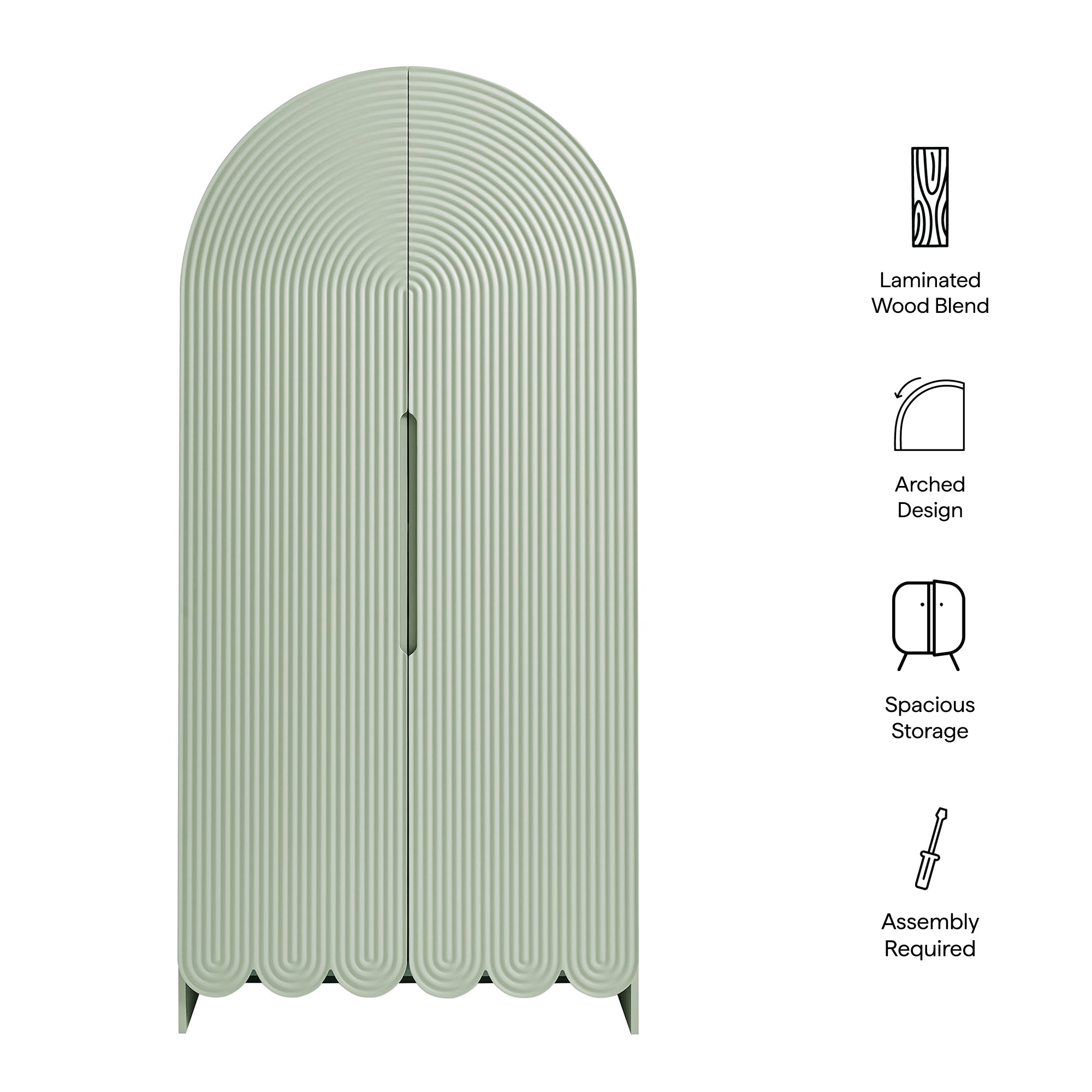 Dahlia 78 Inch Fluted and Scalloped Arched Storage Cabinet view 3