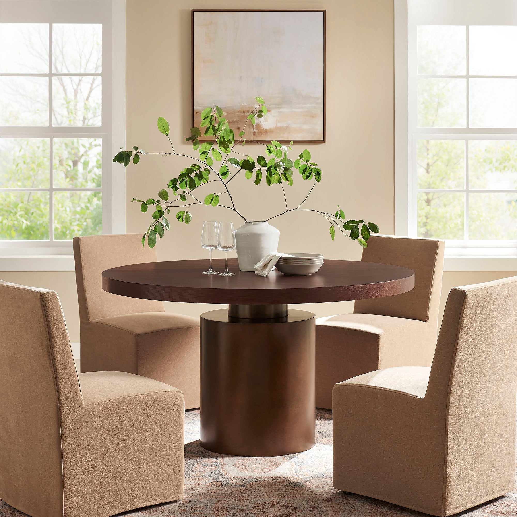 Annette 54 Inch Round Pedestal Base Dining Table view 2