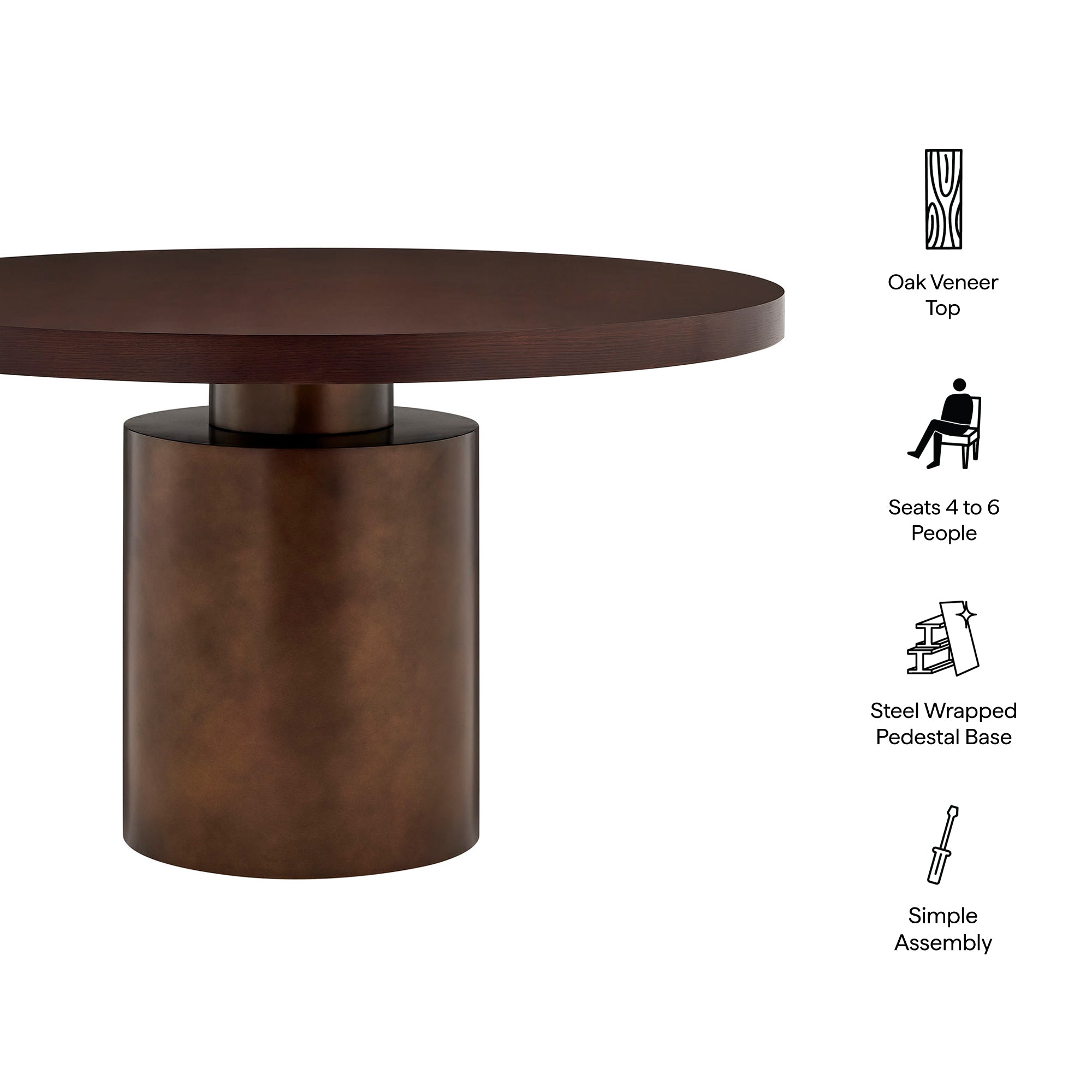 Annette 54 Inch Round Pedestal Base Dining Table view 3