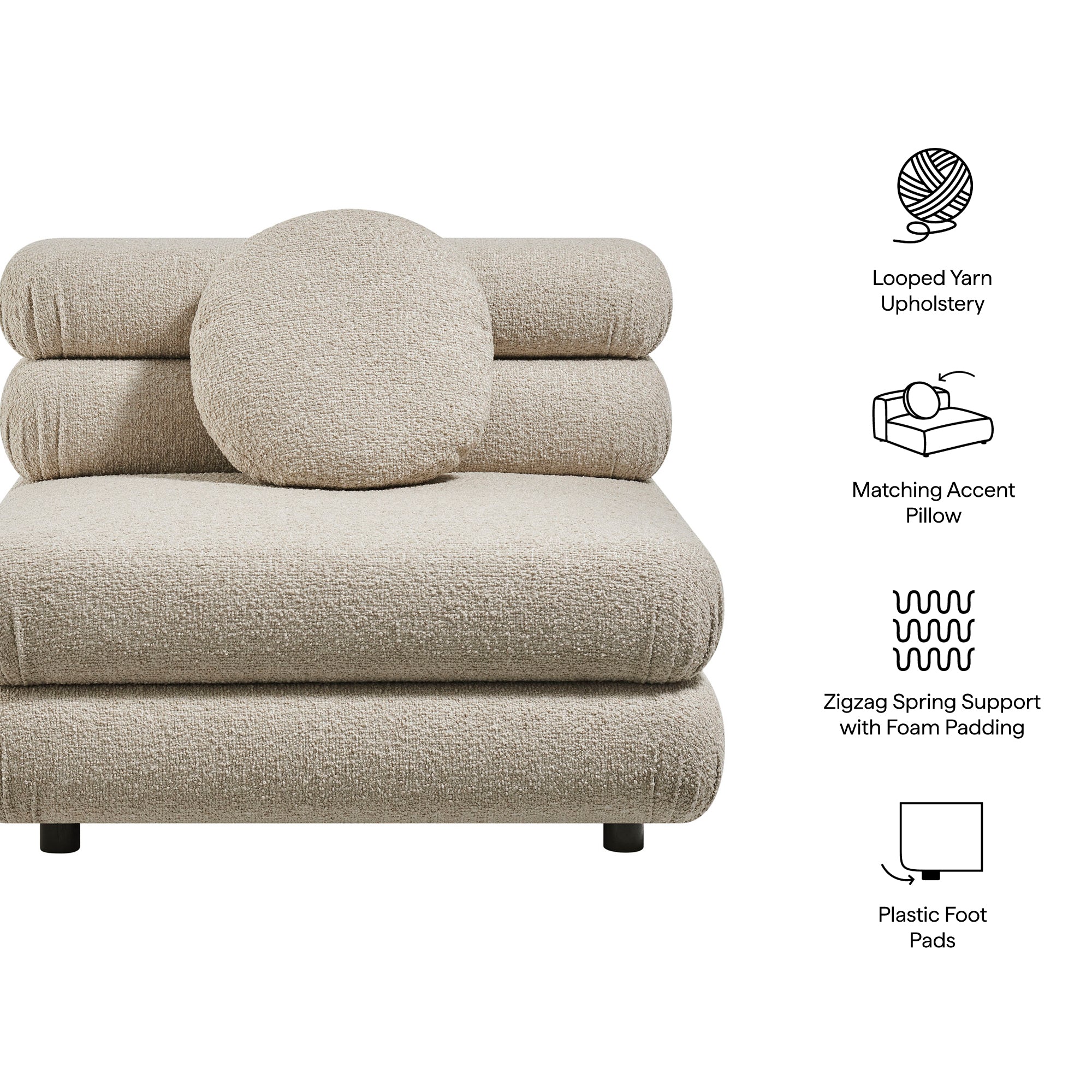 Jubilee Upholstered Modular Armless Chair view 3
