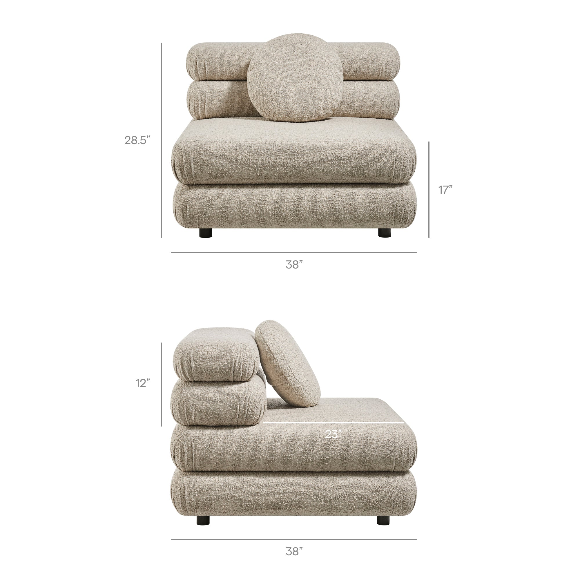Jubilee Upholstered Modular Armless Chair view 4