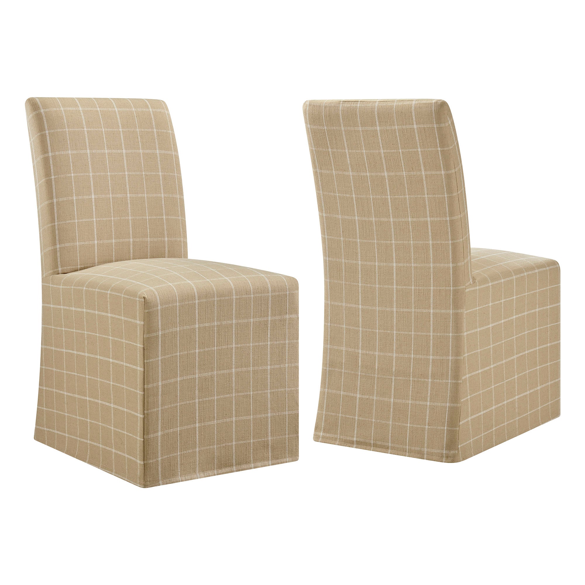 Aster Linen Cotton Blend Slipcovered Dining Chairs Set of 2 view 1