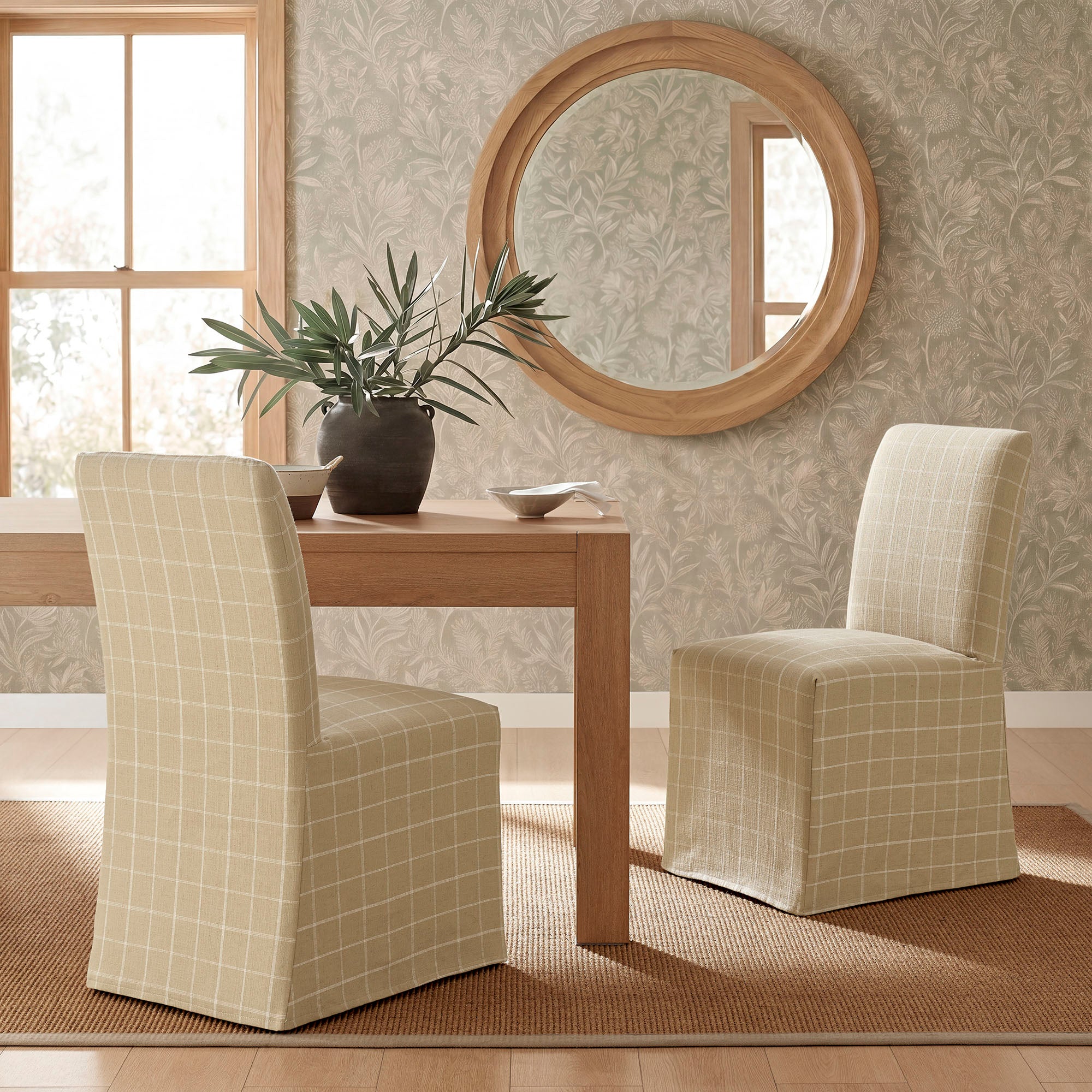Aster Linen Cotton Blend Slipcovered Dining Chairs Set of 2 view 2
