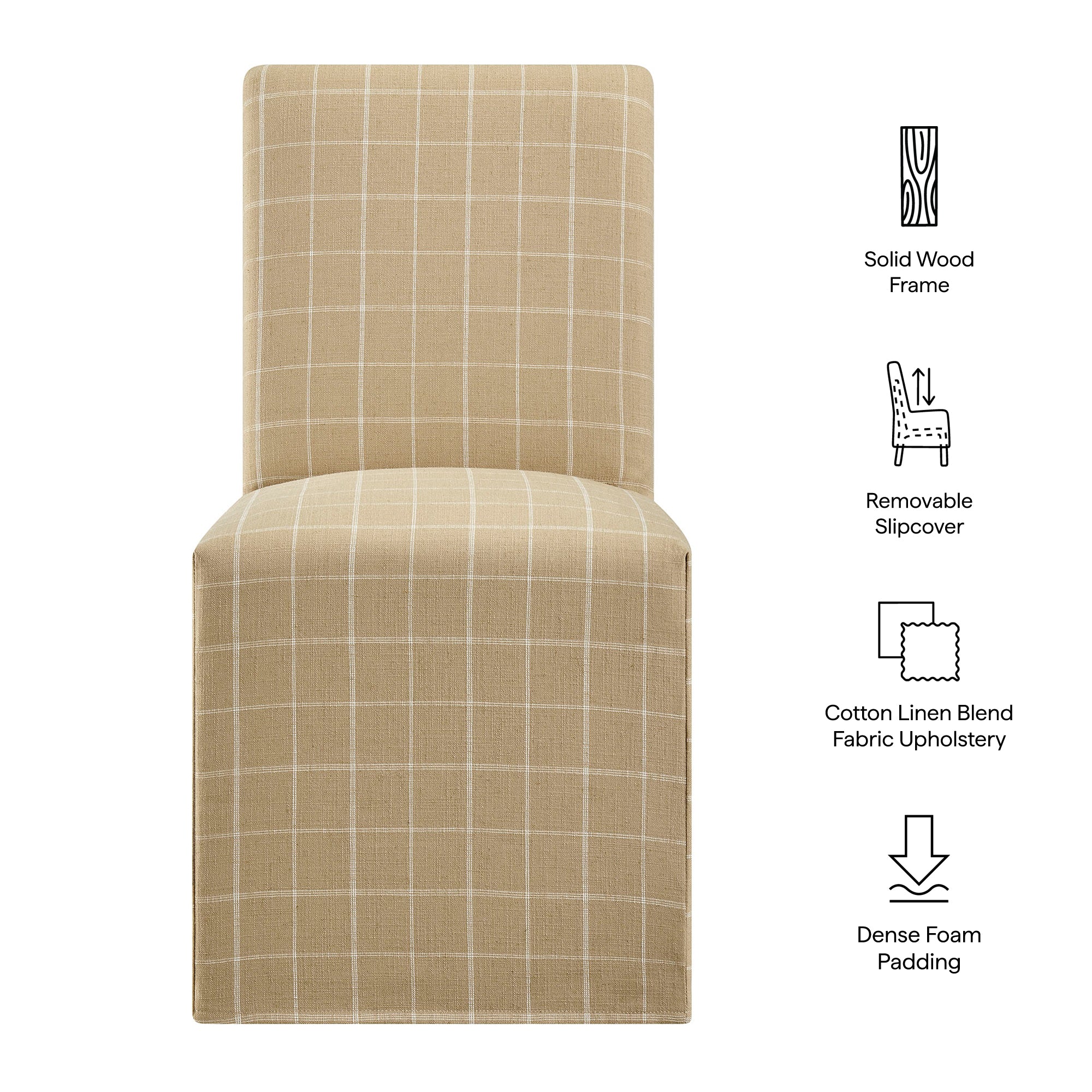 Aster Linen Cotton Blend Slipcovered Dining Chairs Set of 2 view 3