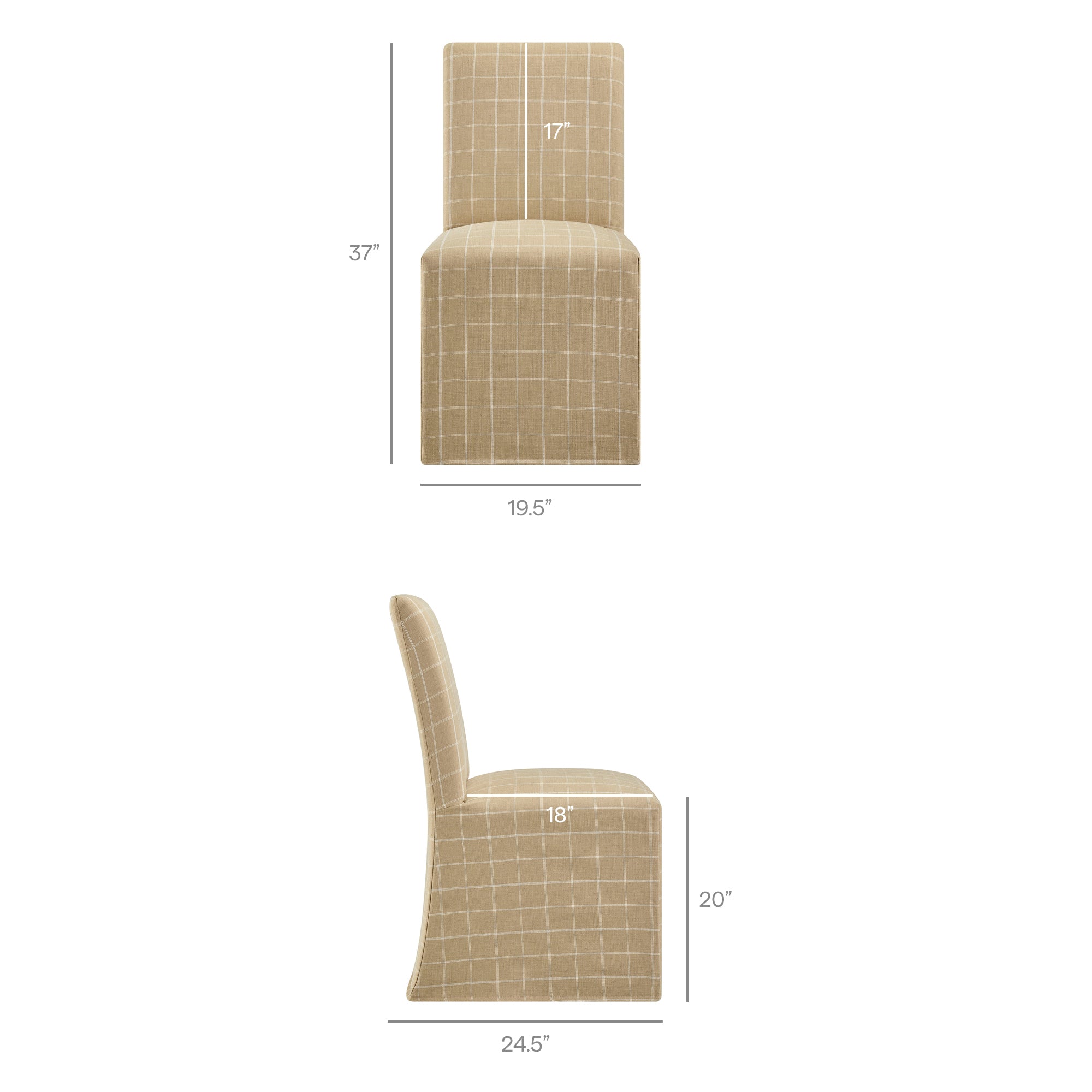 Aster Linen Cotton Blend Slipcovered Dining Chairs Set of 2 view 4