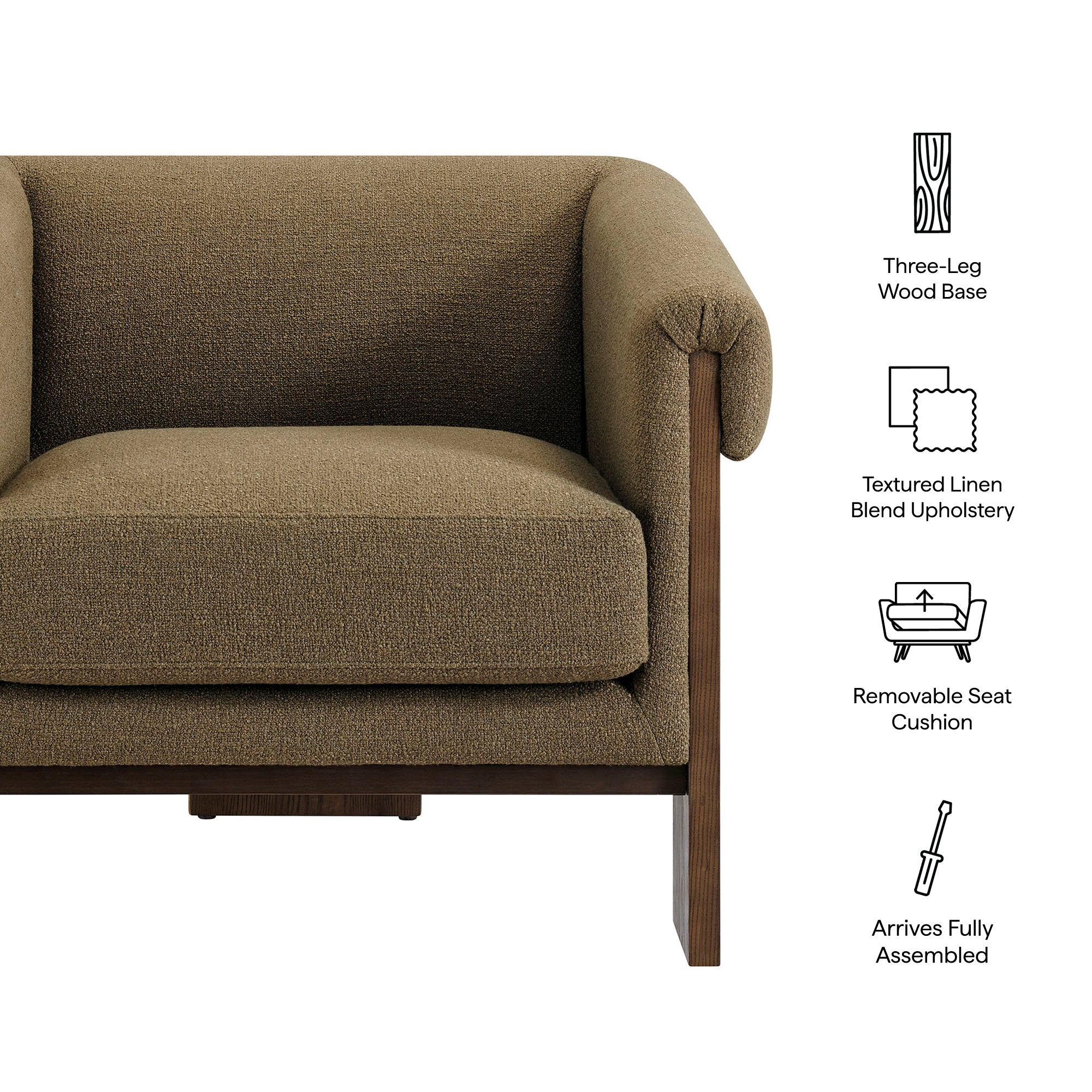 Halbrook Linen Blend Tripod Accent Chair view 3