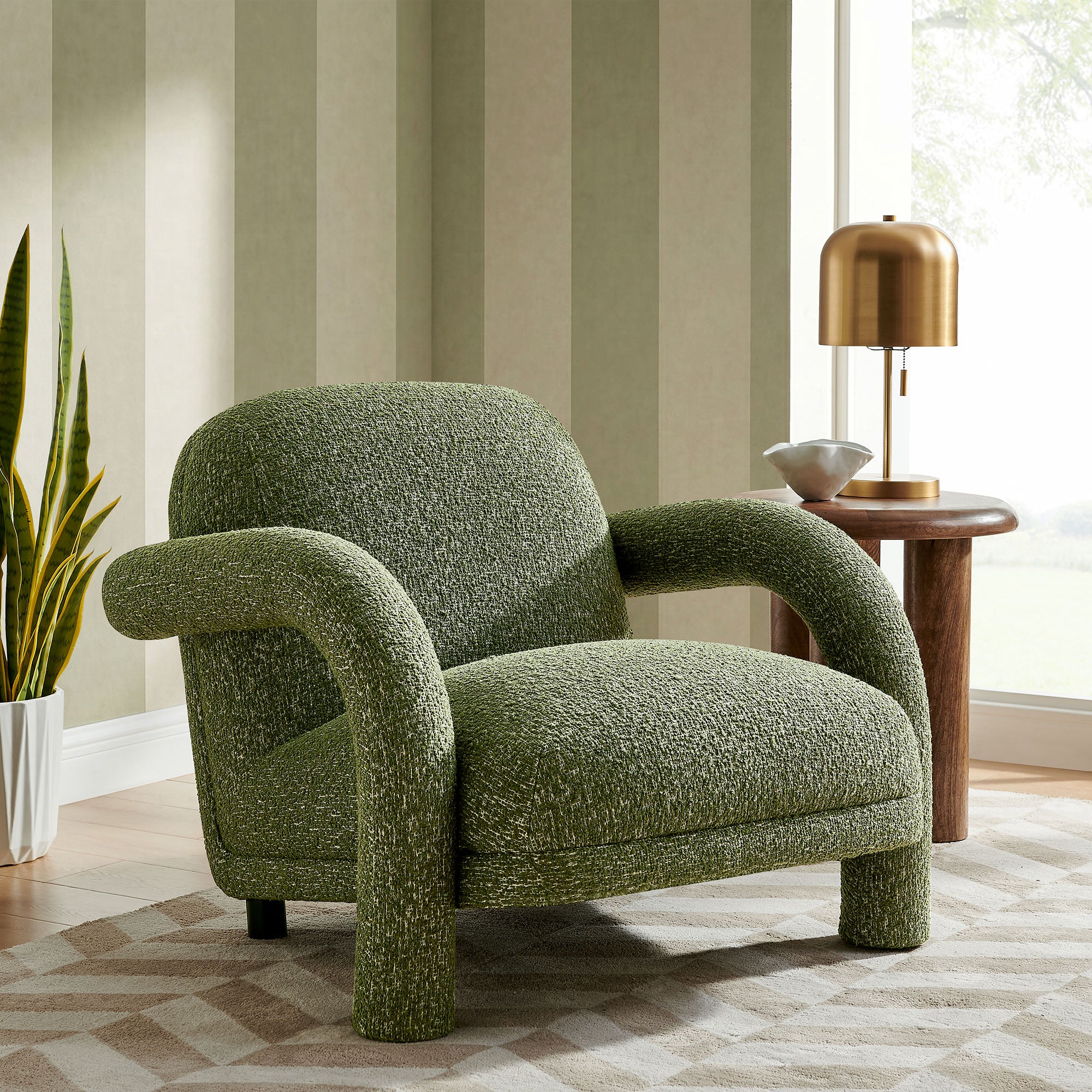 Ferris Textured Woven Fabric Lounge Chair view 2