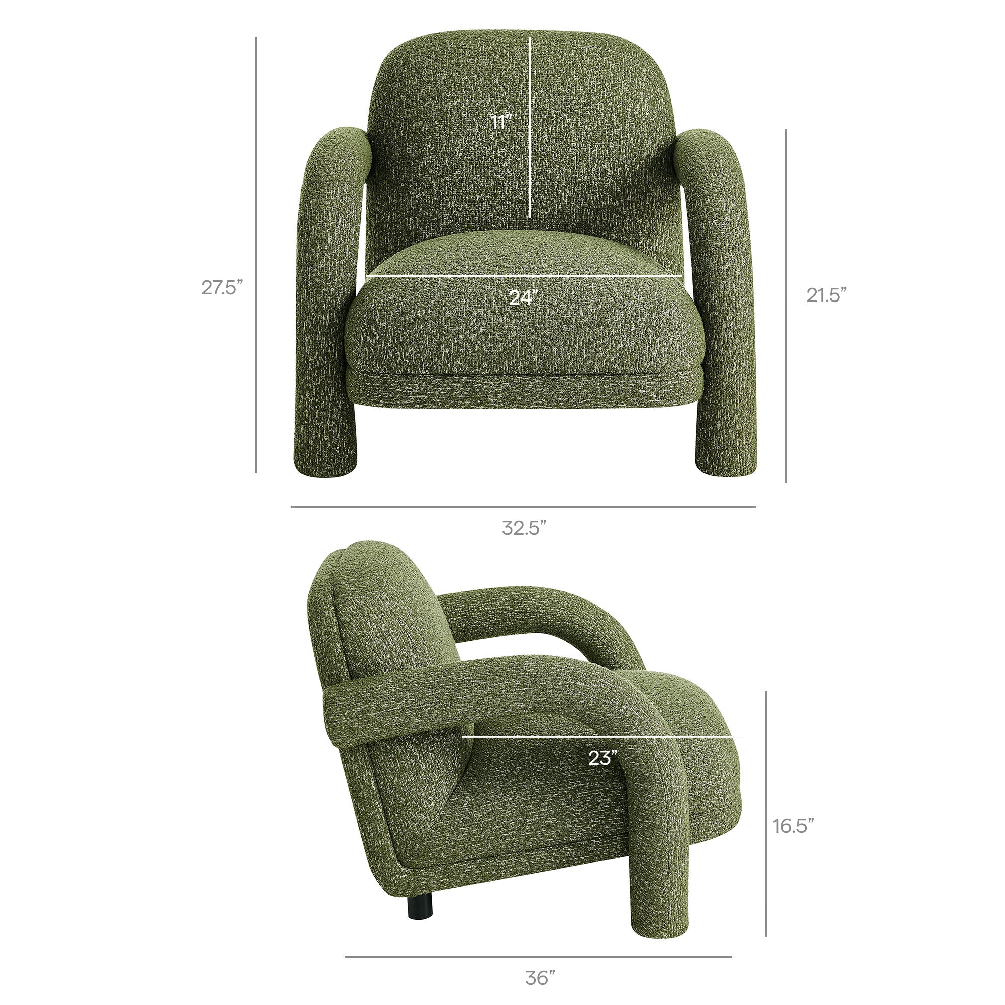 Ferris Textured Woven Fabric Lounge Chair view 4