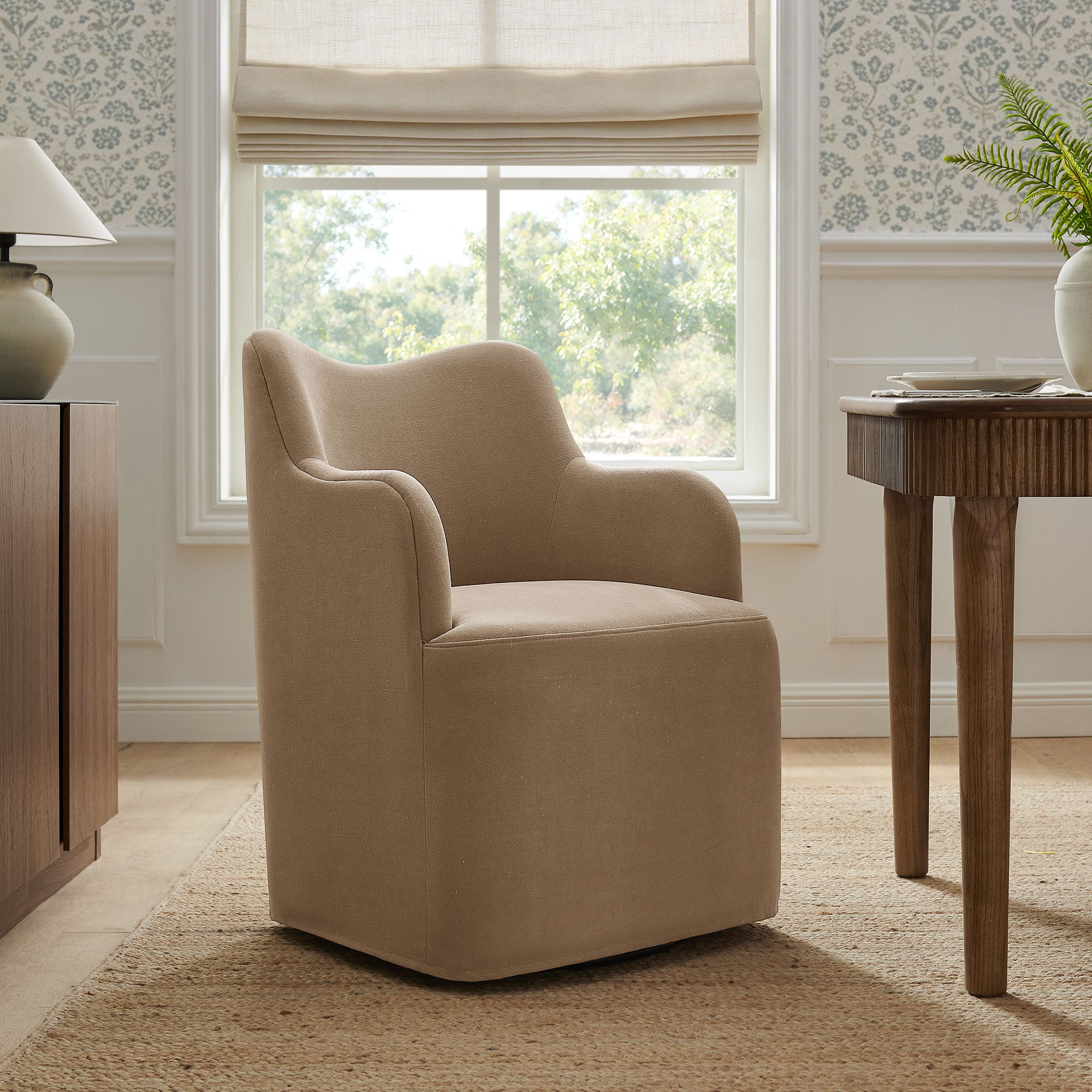 Cordelle Linen Blend Swivel Dining Chair - Image 10