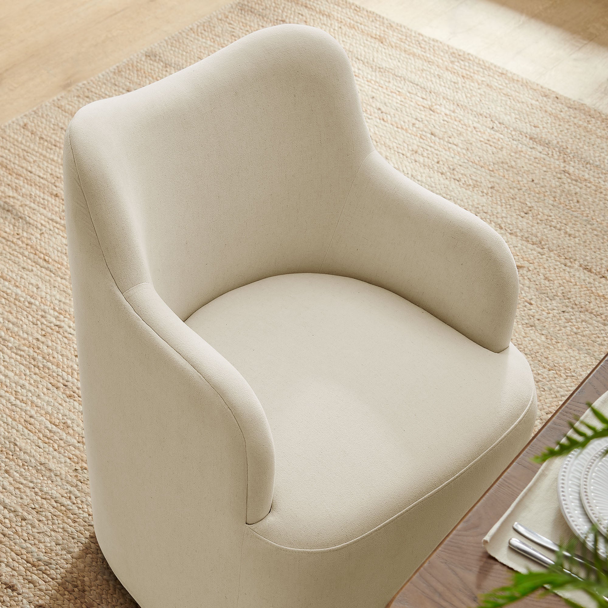 Cordelle Linen Blend Swivel Dining Chair view 5