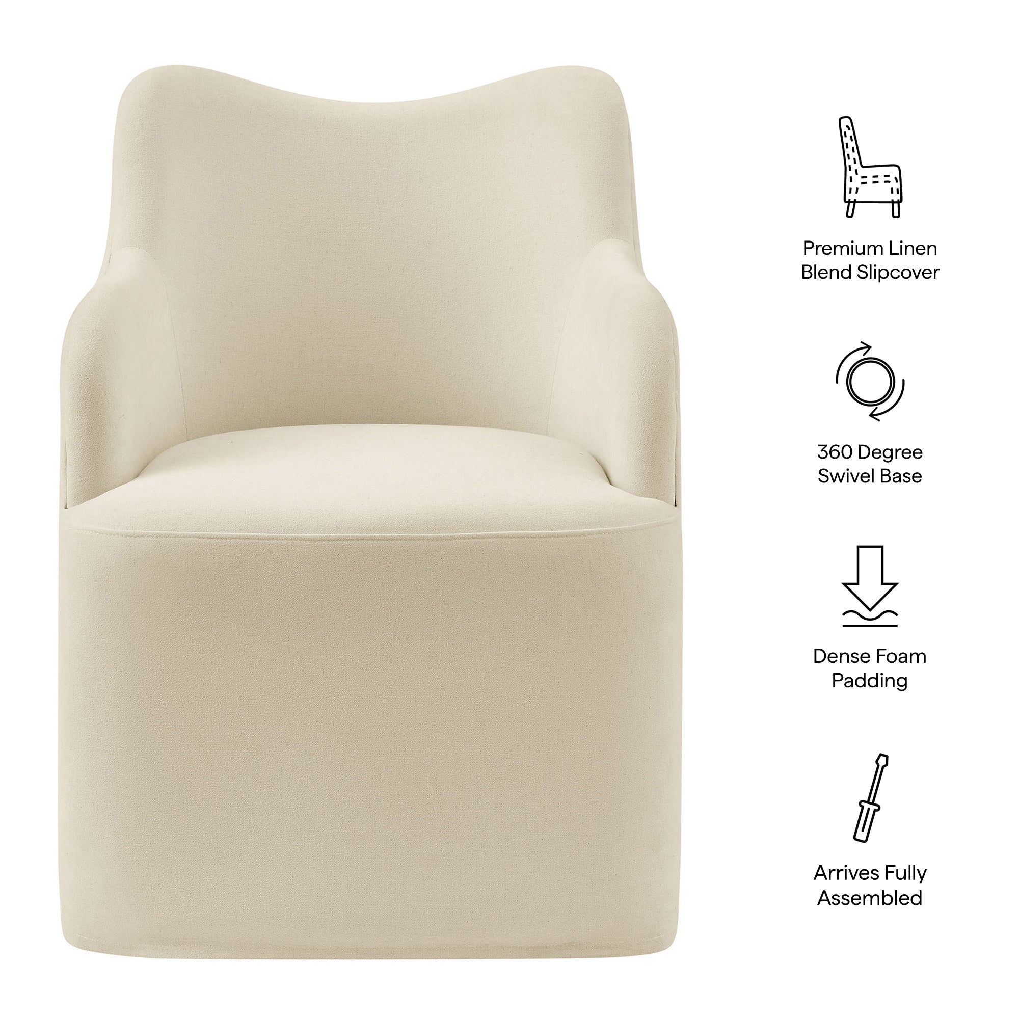 Cordelle Linen Blend Swivel Dining Chair view 3