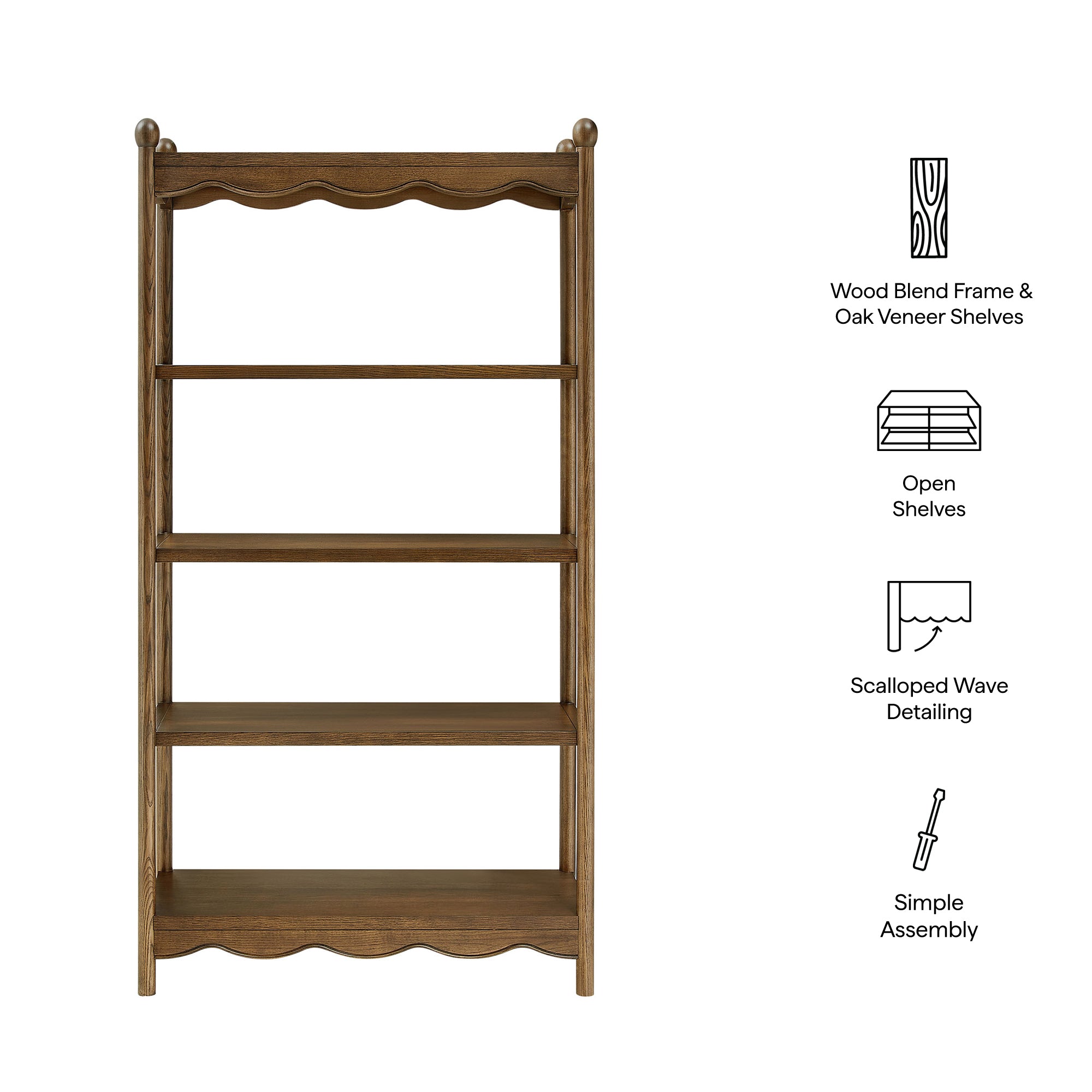 Darcy 4-Tier Open Bookcase view 3