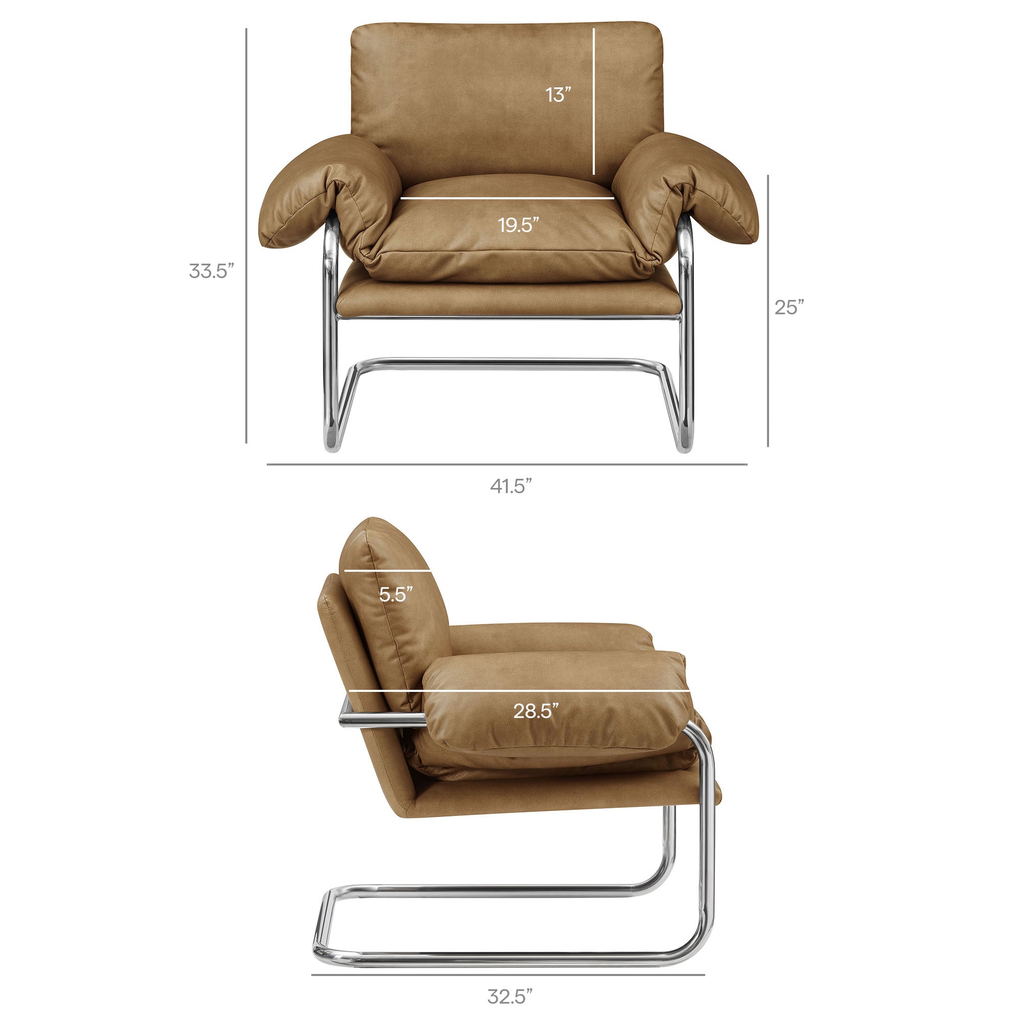 Ansel Vegan Leather Accent Chair view 4