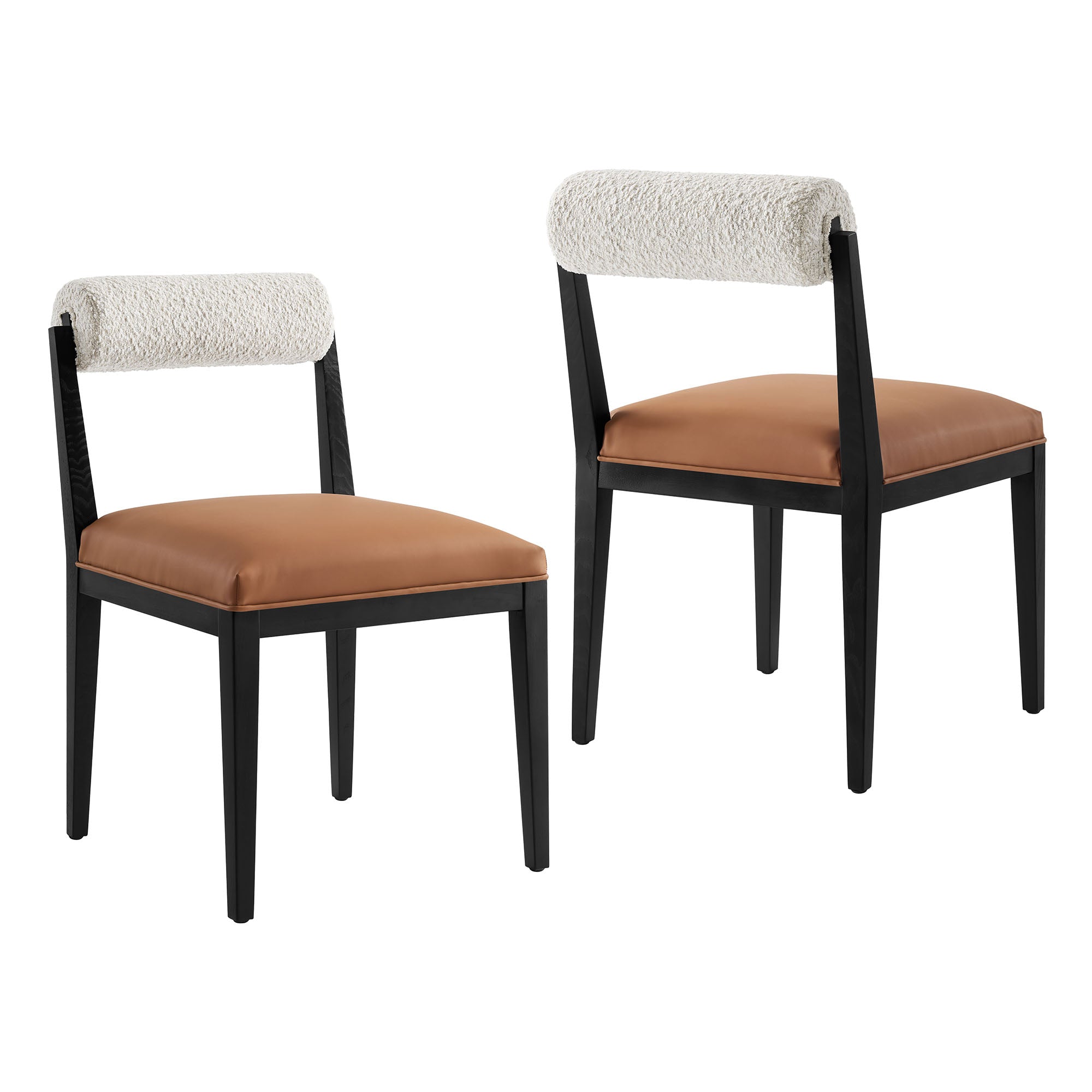 Kai Boucle and Vegan Leather Dining Chair Set of 2 view 1