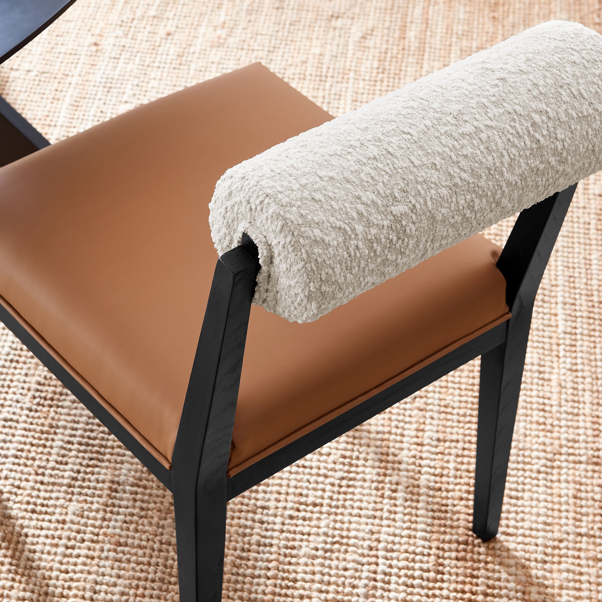 Kai Boucle and Vegan Leather Dining Chair Set of 2 view 5