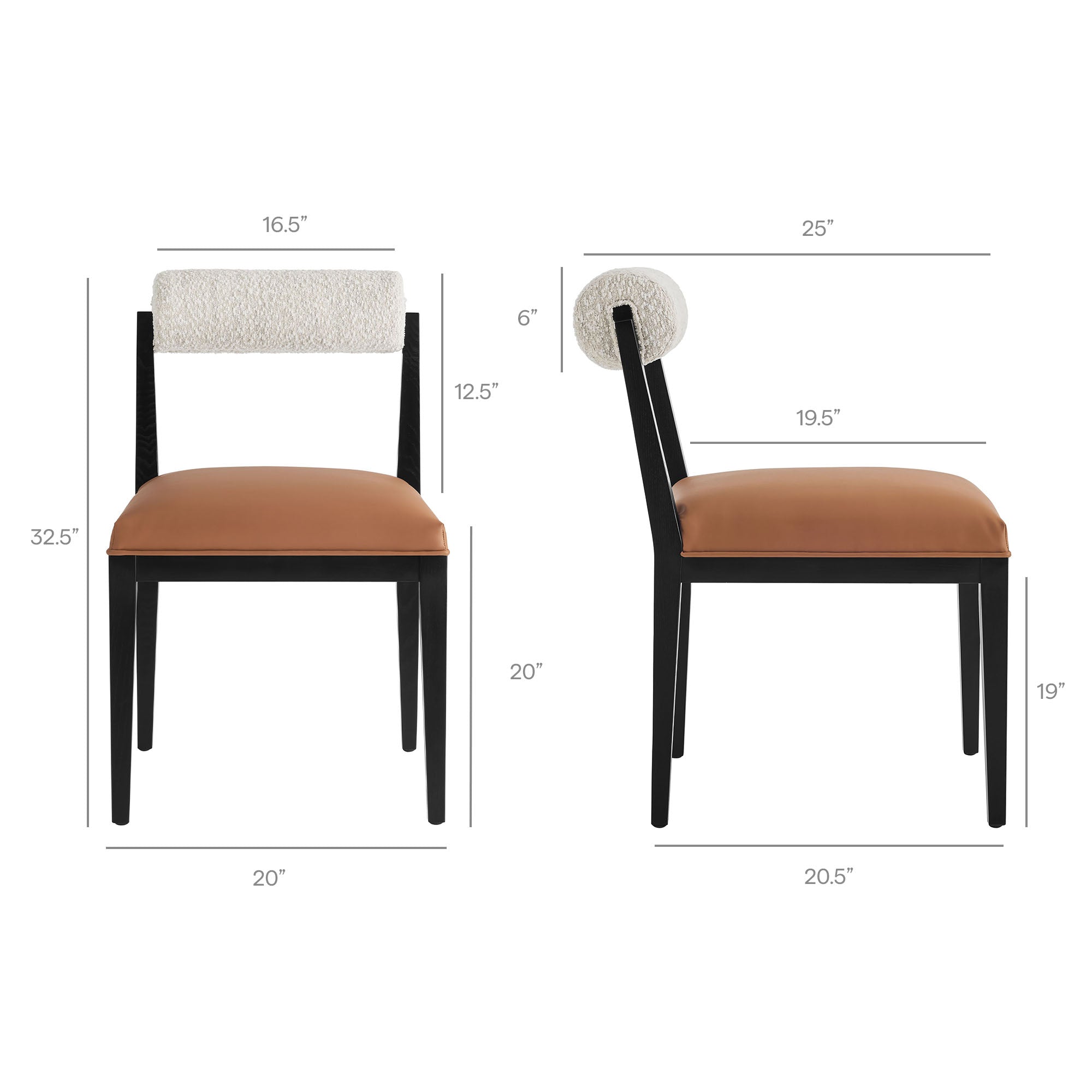 Kai Boucle and Vegan Leather Dining Chair Set of 2 view 4