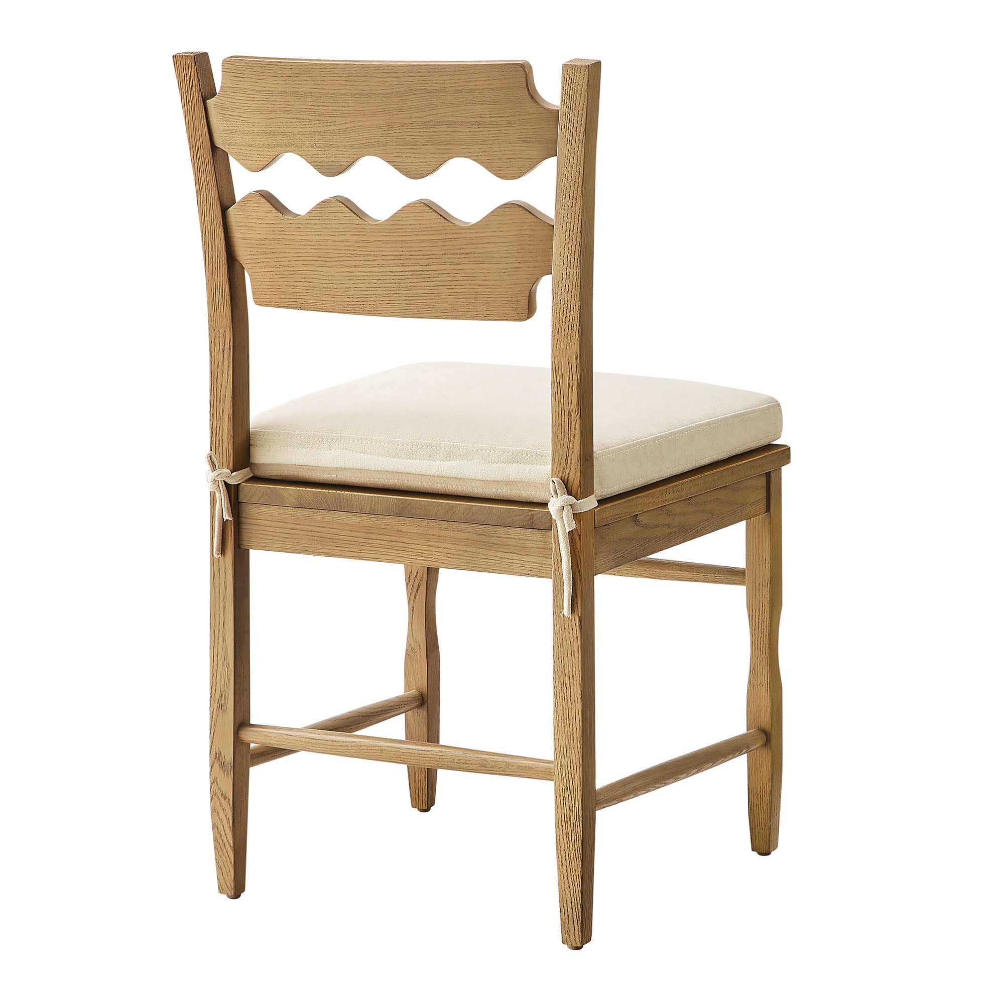 Jax Oak Wood Dining Chair With Wavy Razor Back and Cushion Set of 2 - Image 8