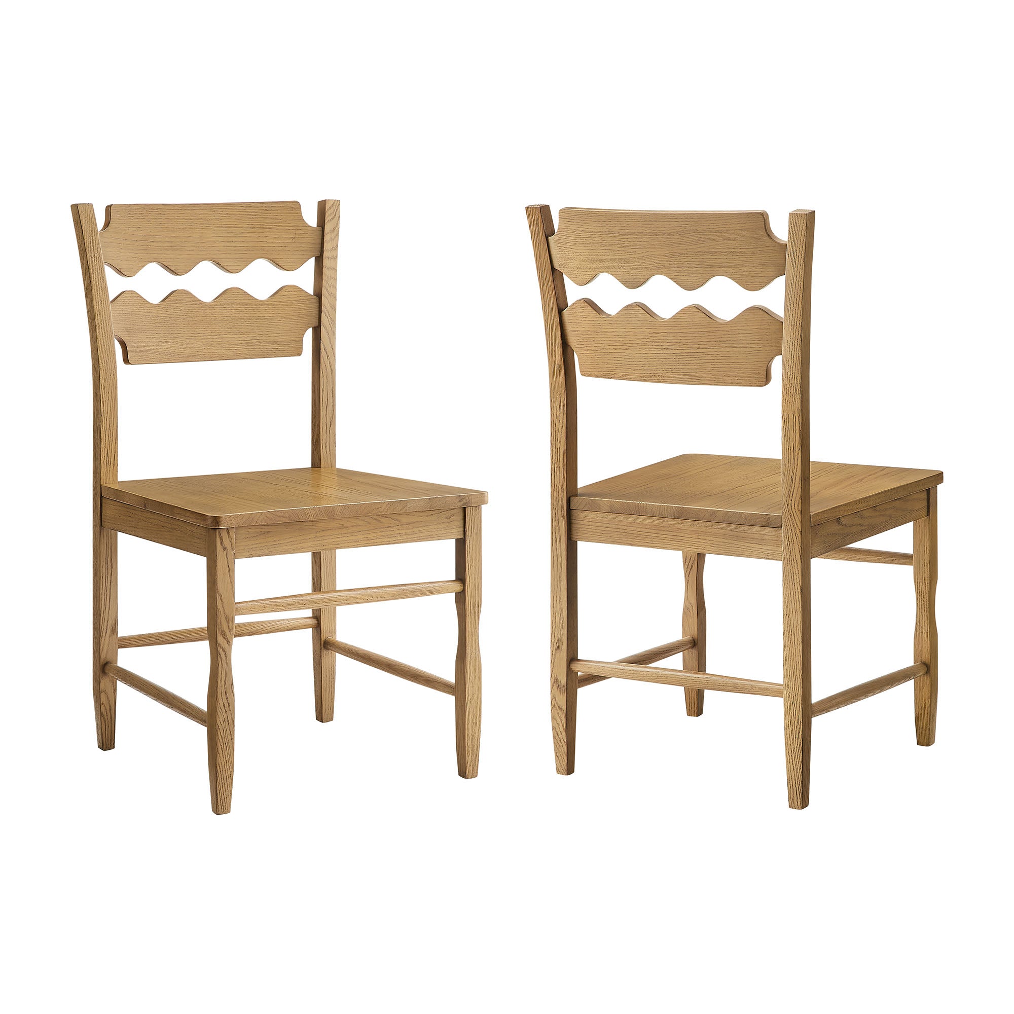 Jax Oak Wood Dining Chair With Wavy Razor Back Set of 2 view 1