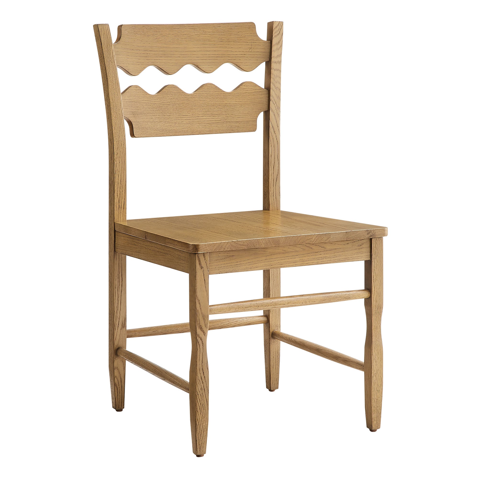 Jax Oak Wood Dining Chair With Wavy Razor Back Set of 2 view 6