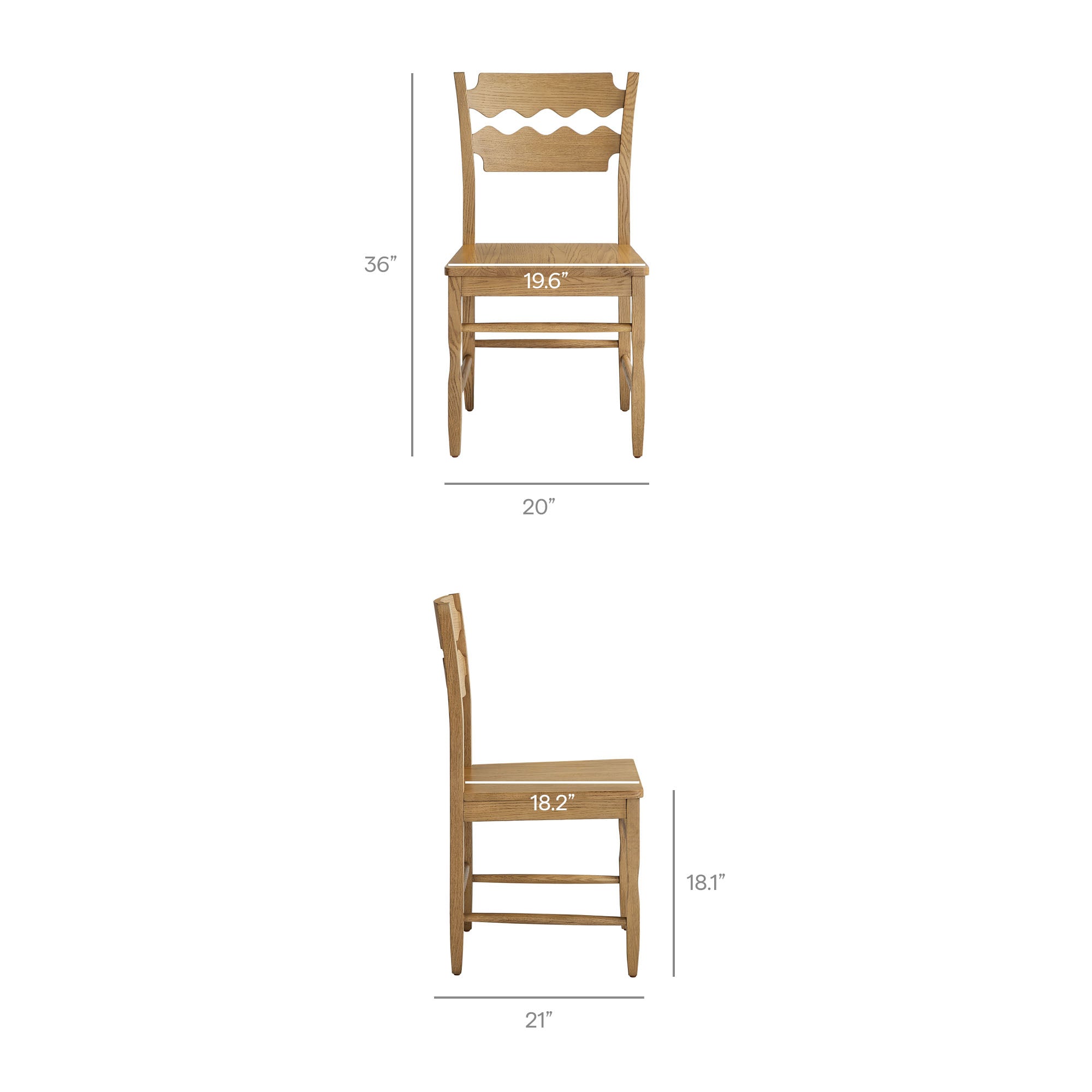 Jax Oak Wood Dining Chair With Wavy Razor Back Set of 2 view 4