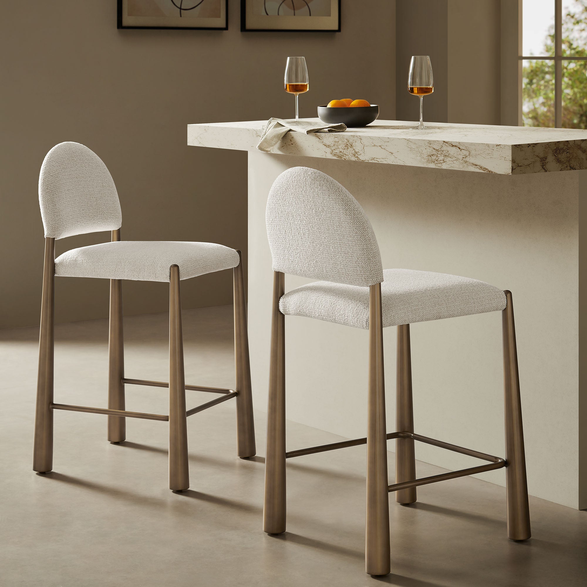 Hayley Upholstered Fabric Counter Stools Set of 2 - Image 2