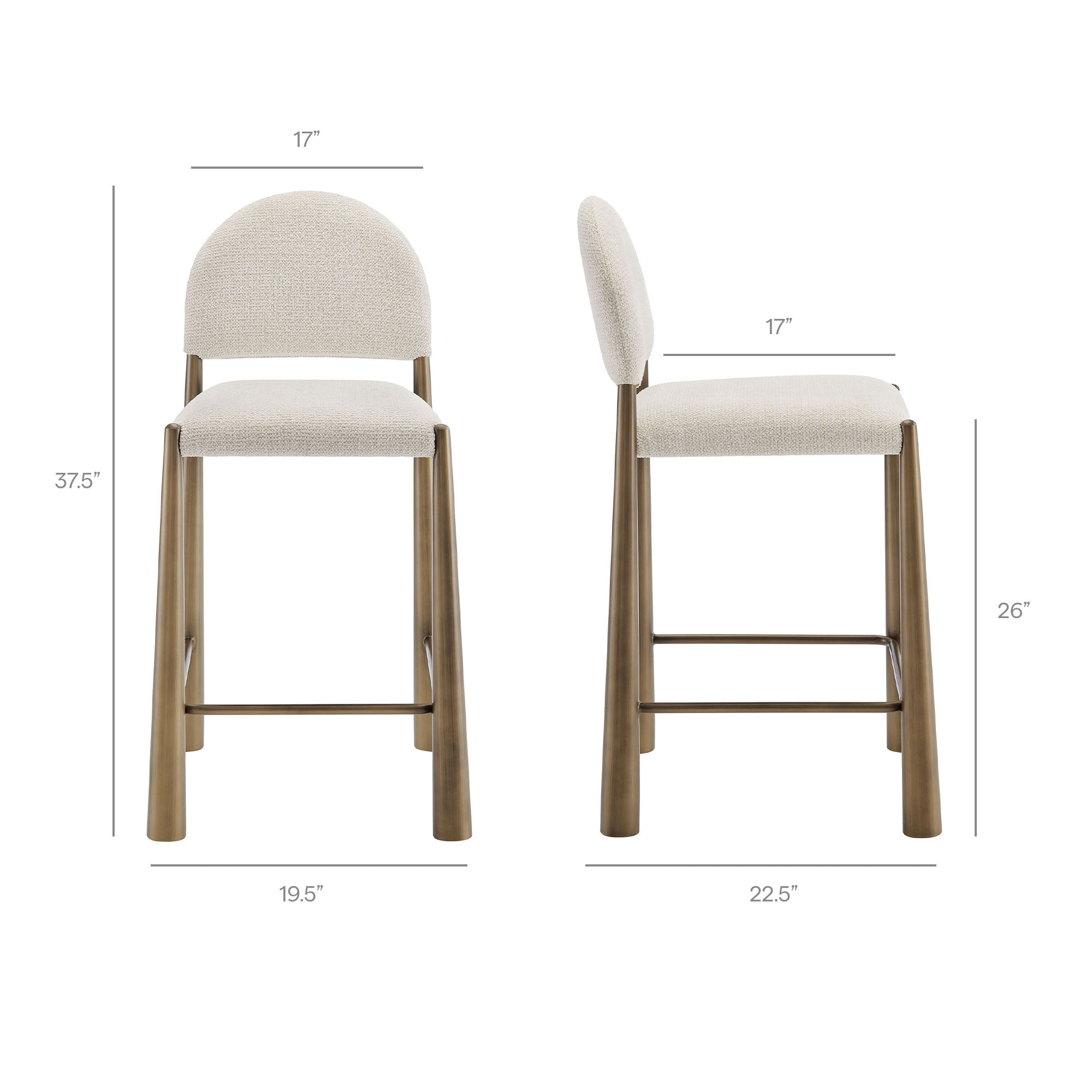 Hayley Upholstered Fabric Counter Stools Set of 2 - Image 5
