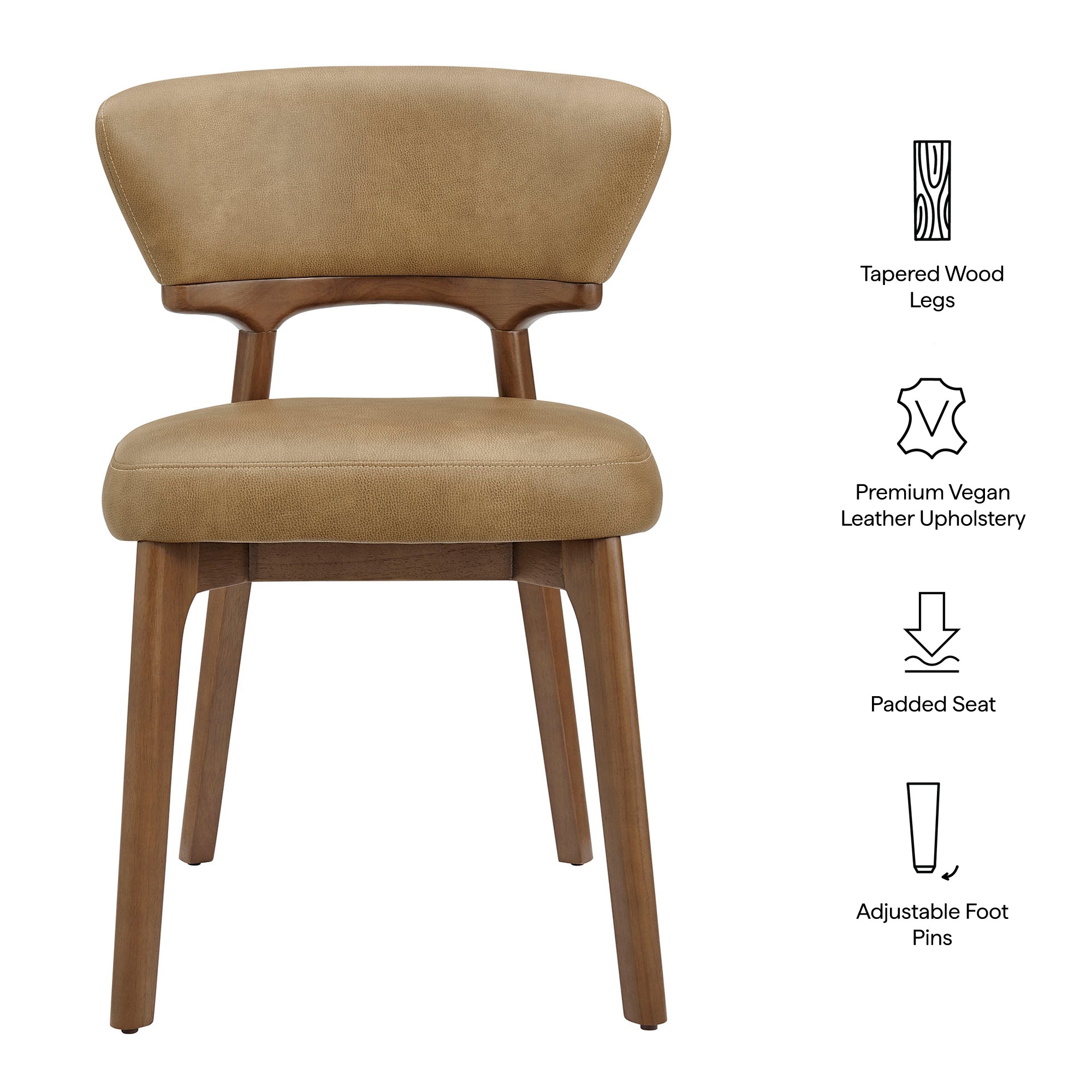 Daphne Vegan Leather Dining Chairs Set of 2 - Image 3