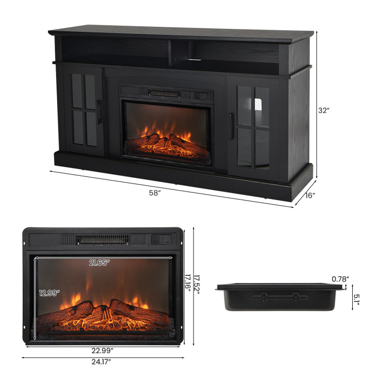 Fireplace TV Stand for TVs Up to 65 Inch with Side Cabinets and Remote Control view 4