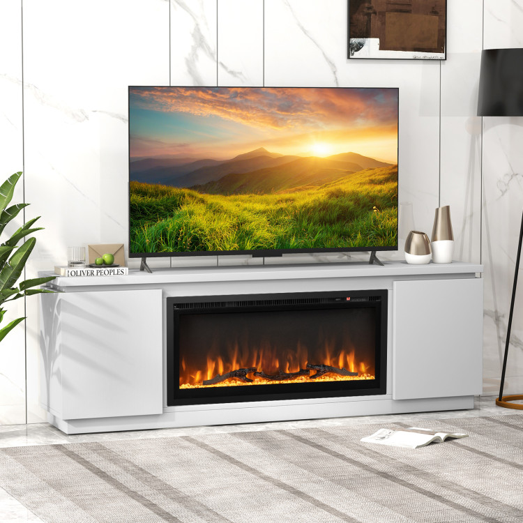 Fireplace TV Stand for TVs up to 80 Inch with 3 Adjustable Shelves view 2