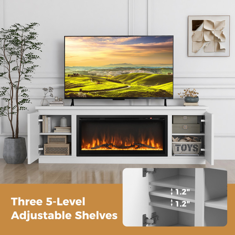 Fireplace TV Stand for TVs up to 80 Inch with 3 Adjustable Shelves - Image 9