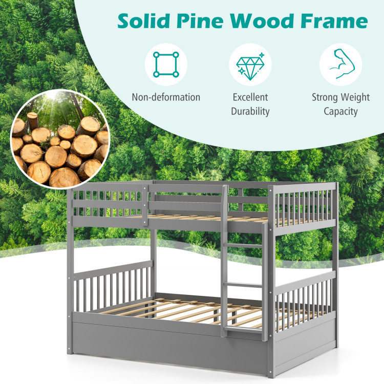 Full over Full Bunk Bed Platform Wood Bed with Ladder view 5