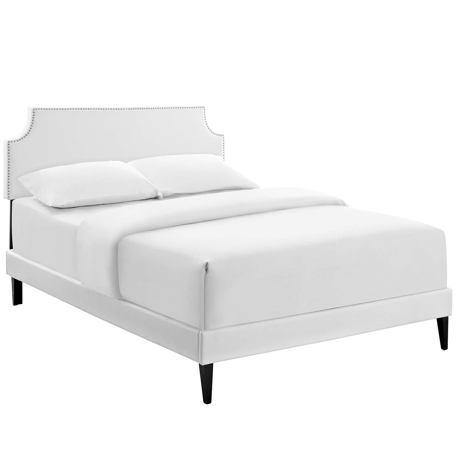 Laura Fabric Platform Bed with Squared Tapered Legs view 1