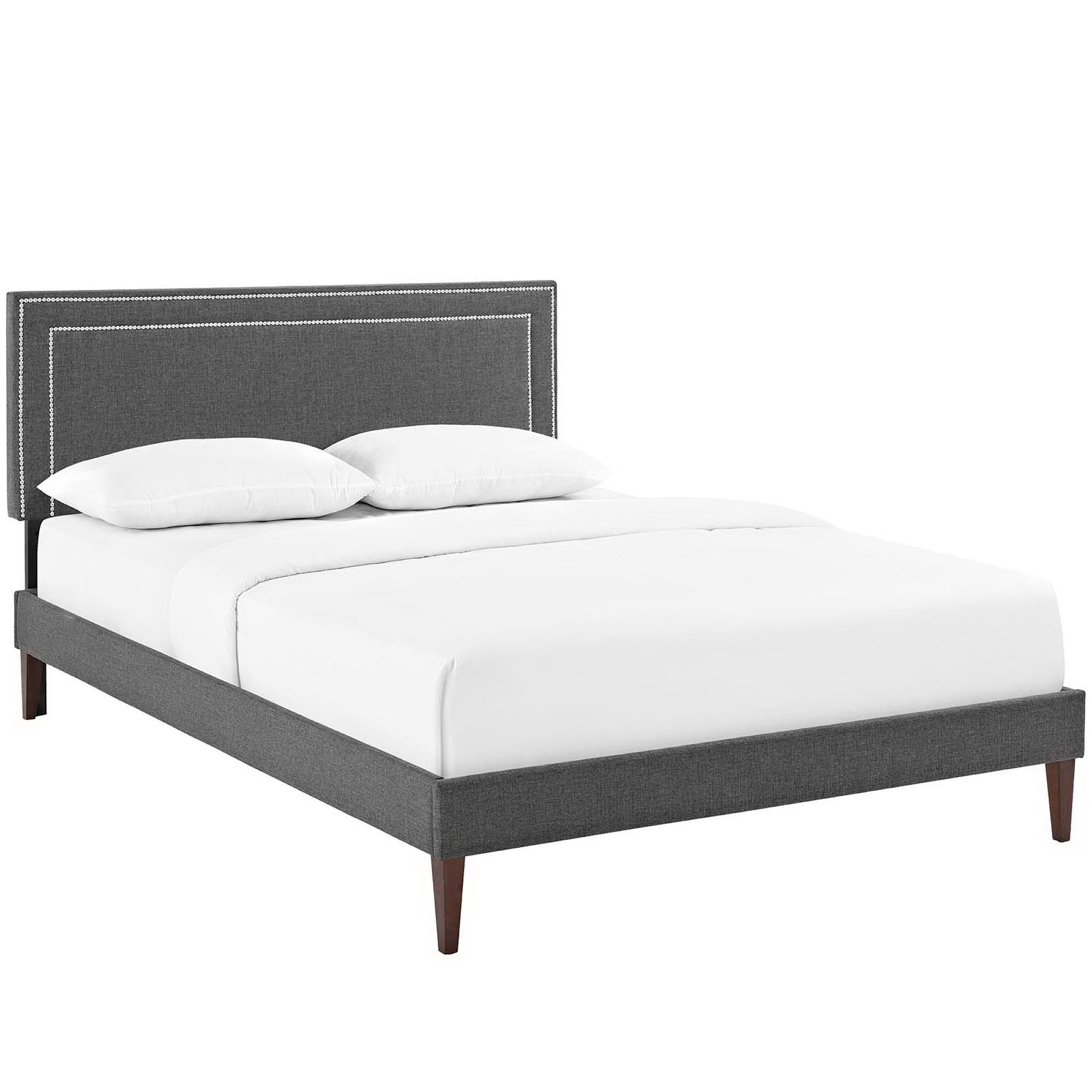 Jessamine Fabric Platform Bed with Squared Tapered Legs view 1