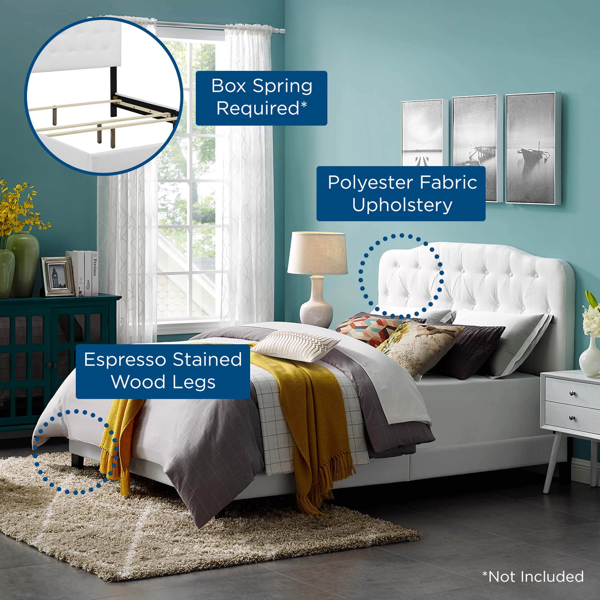 Amelia Upholstered Fabric Bed view 3