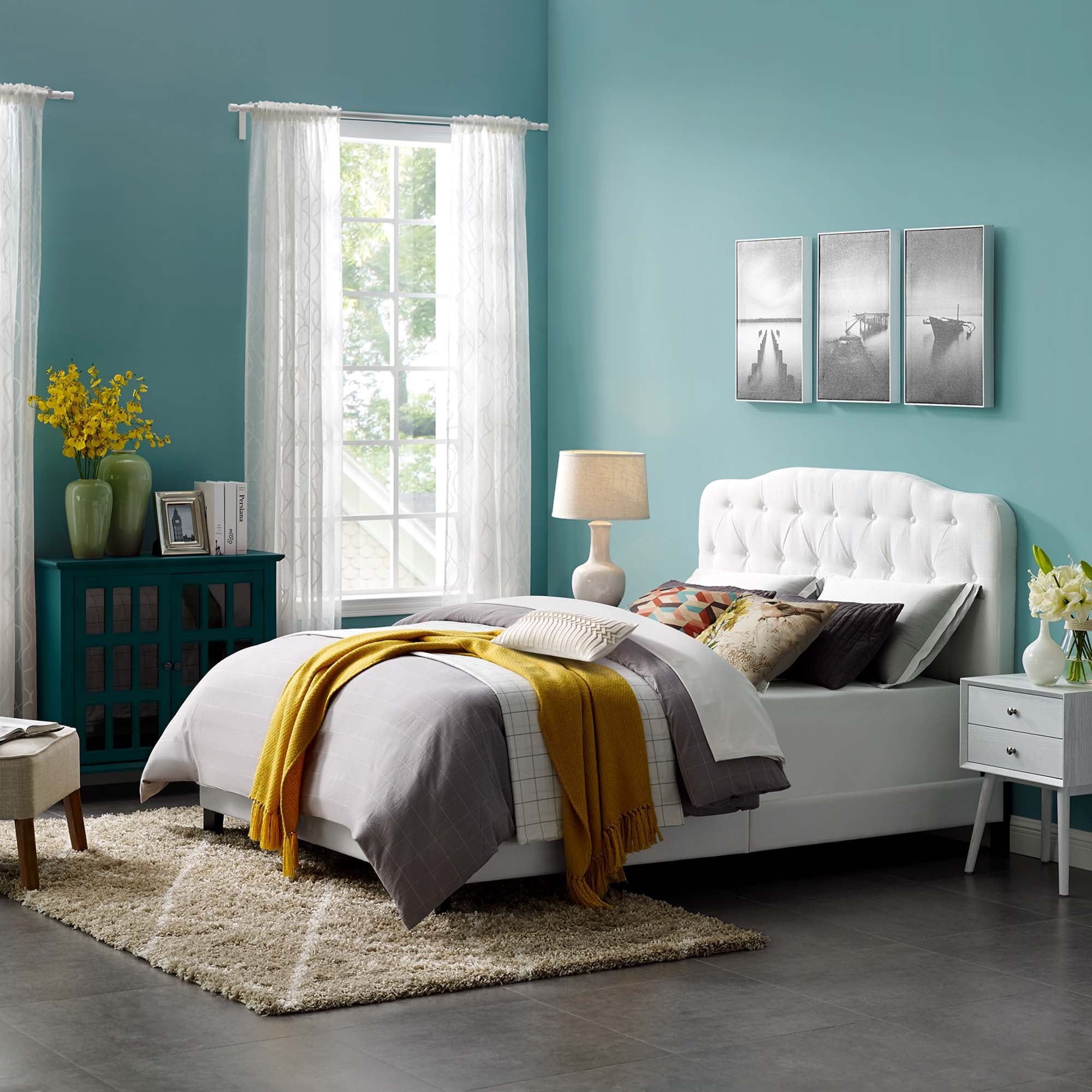 Amelia Upholstered Fabric Bed view 2