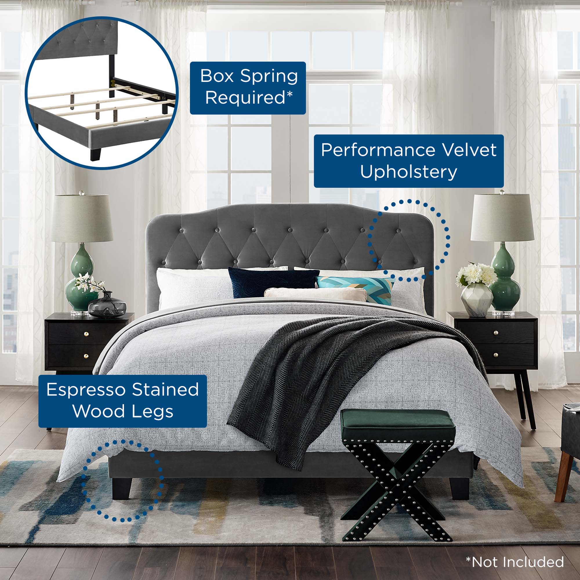 Amelia Performance Velvet Bed - Image 9