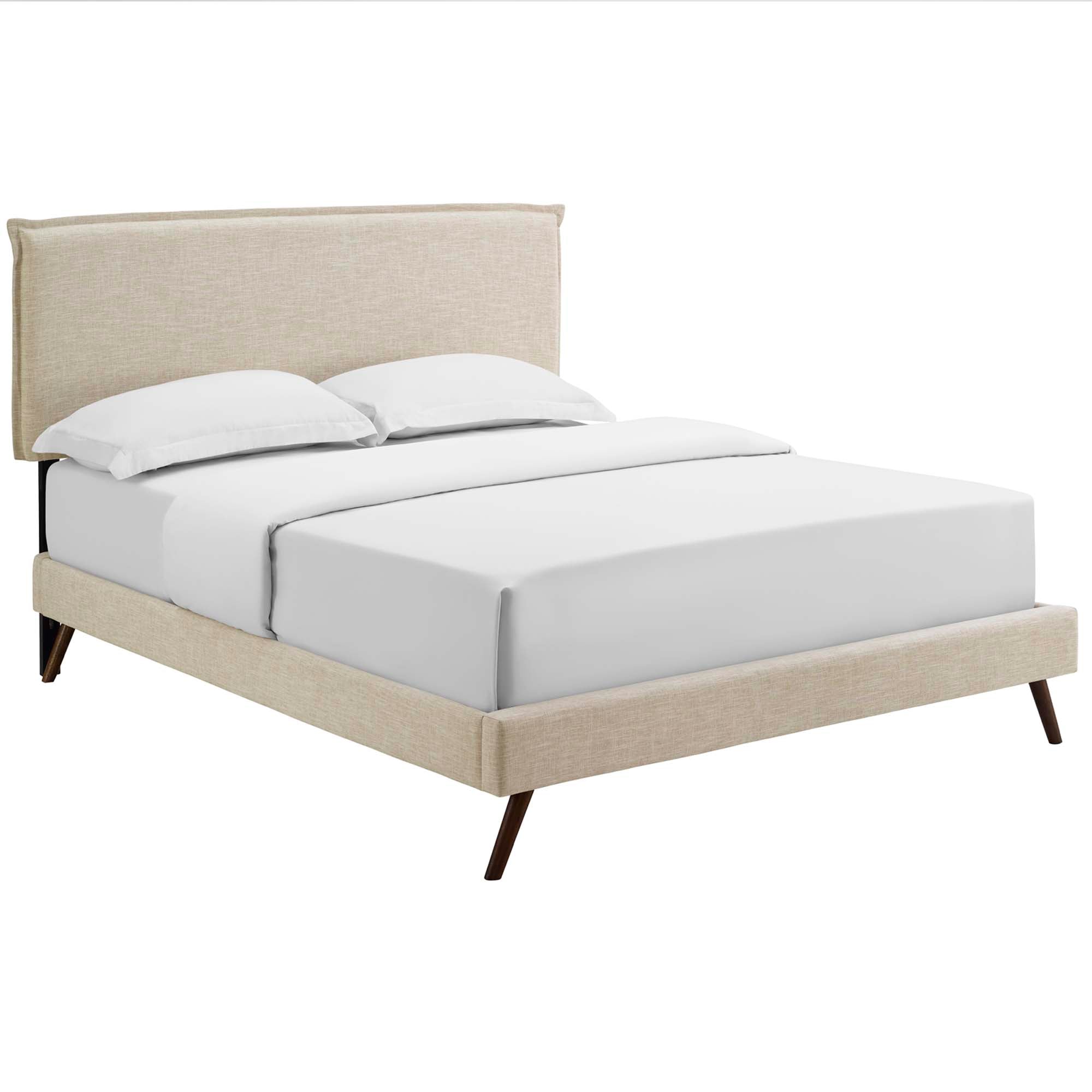 Amaris Fabric Platform Bed with Round Splayed Legs view 1
