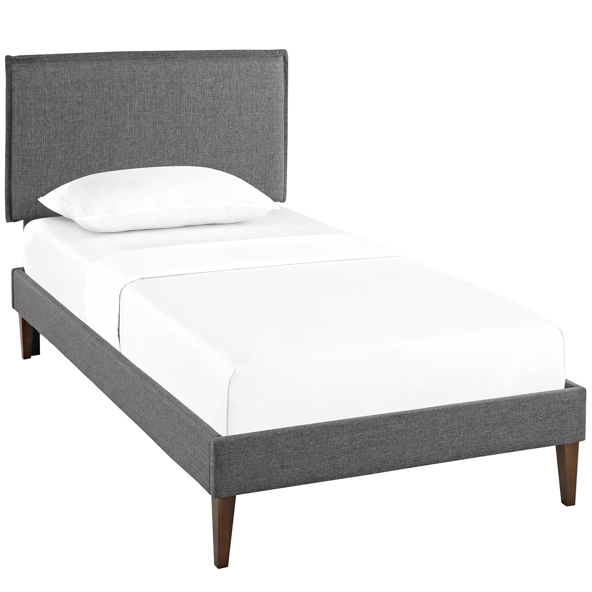 Amaris Fabric Platform Bed with Squared Tapered Legs view 1