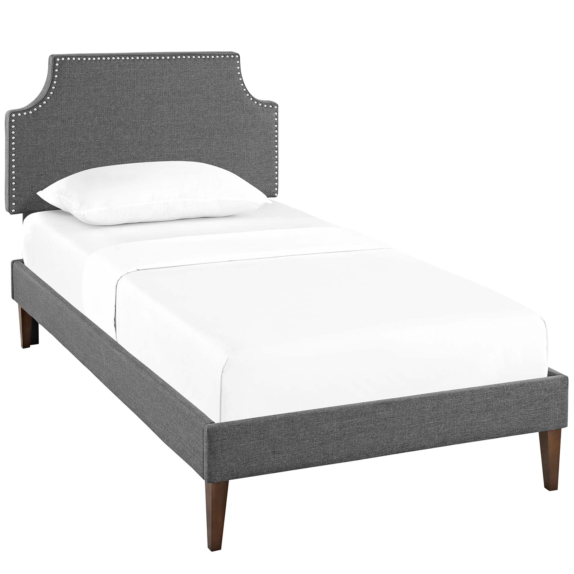 Corene Fabric Platform Bed with Squared Tapered Legs view 1