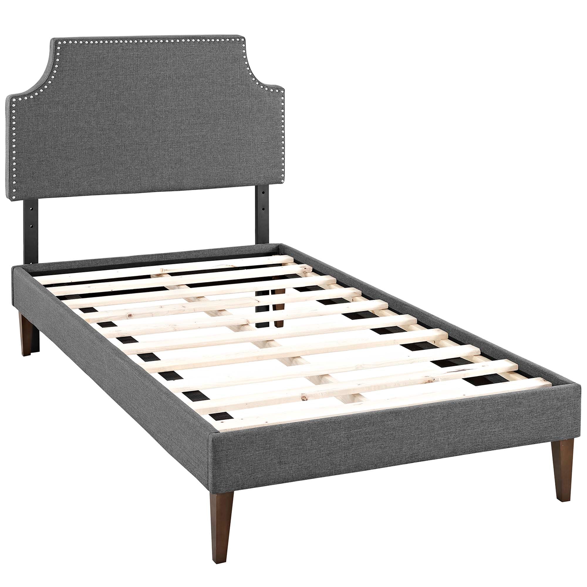 Corene Fabric Platform Bed with Squared Tapered Legs view 6