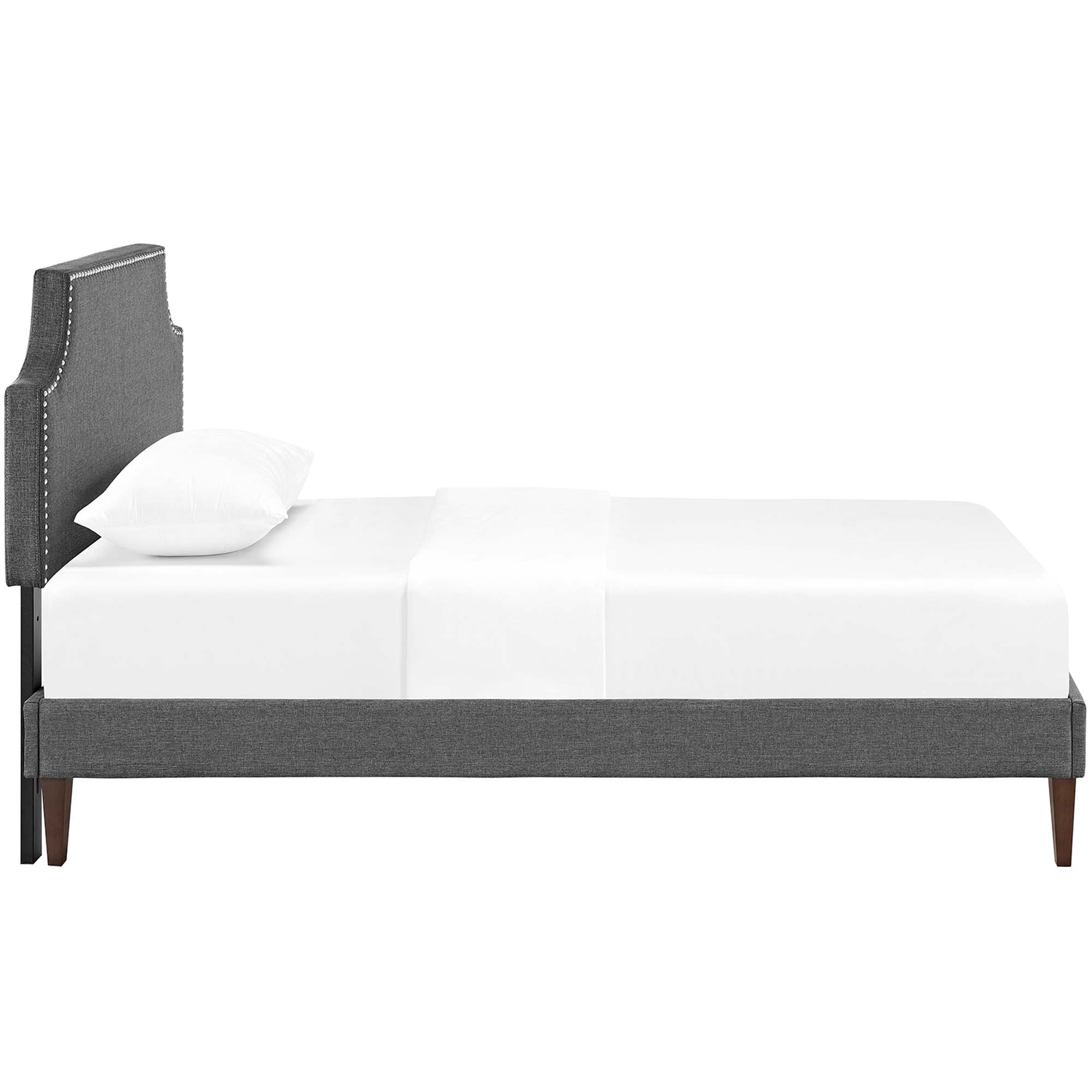 Corene Fabric Platform Bed with Squared Tapered Legs view 4